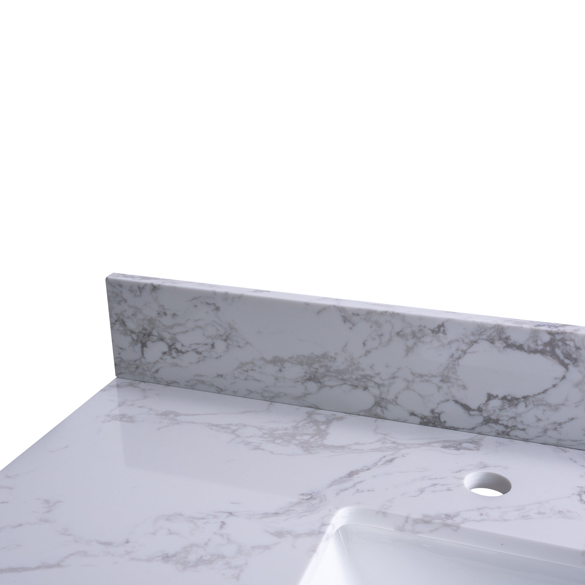31 in./ 37 in./ 43 in./ 49 in./ Carrara White Engineered Stone Bathroom Vanity Top with Ceramic Sink