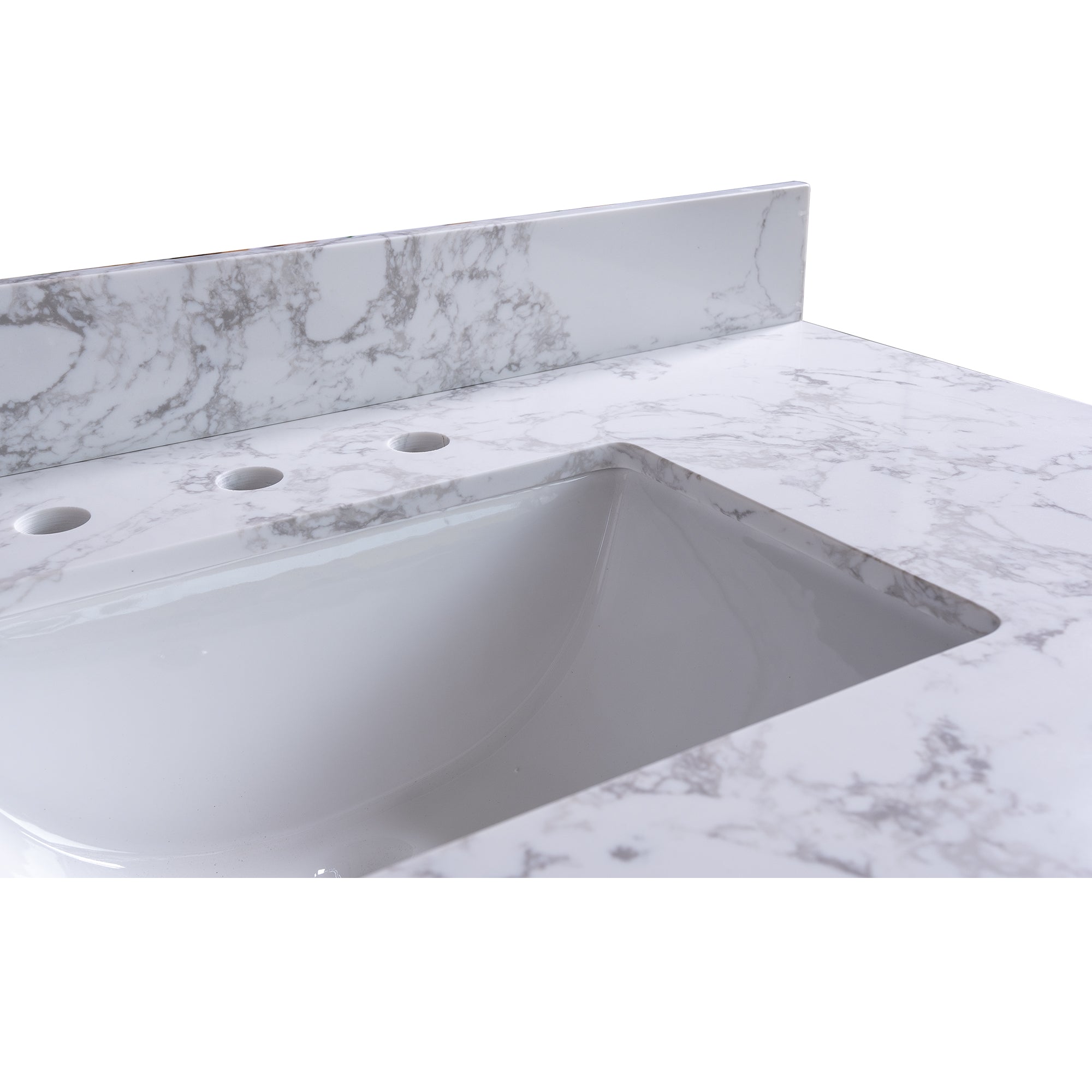 31 in./ 37 in./ 43 in./ 49 in./ Carrara White Engineered Stone Bathroom Vanity Top with Ceramic Sink