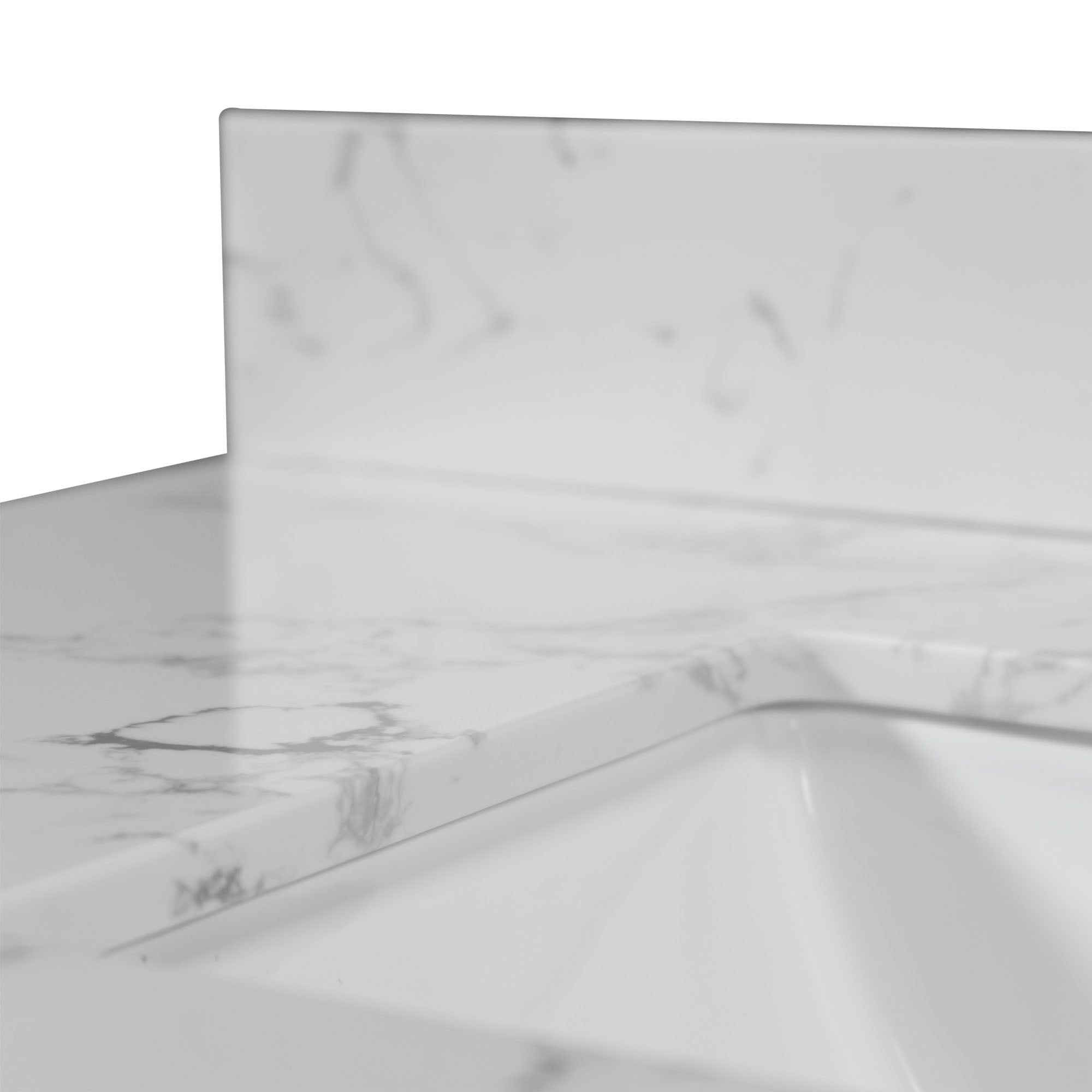 31 in./ 37 in./ 43 in./ 49 in./ Carrara White Engineered Stone Bathroom Vanity Top with Ceramic Sink