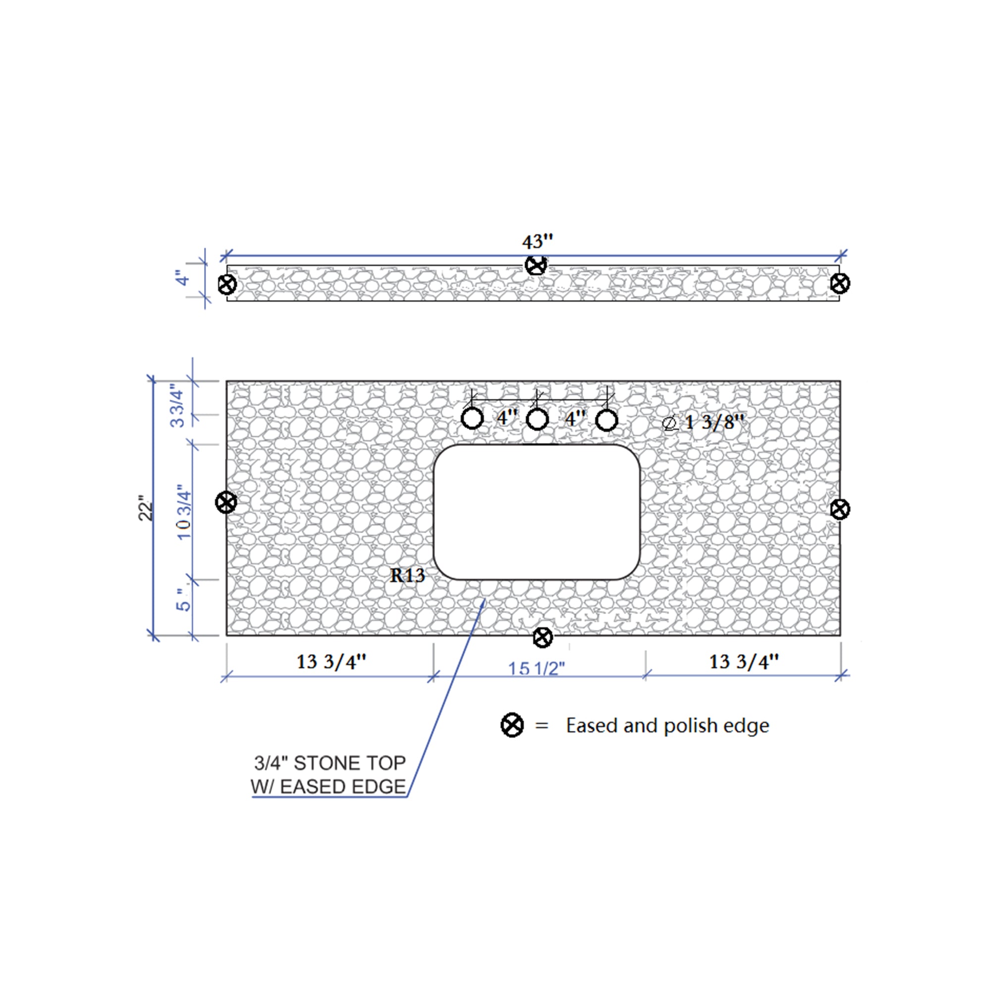 31 in./ 37 in./ 43 in./ 49 in./ Carrara White Engineered Stone Bathroom Vanity Top with Ceramic Sink