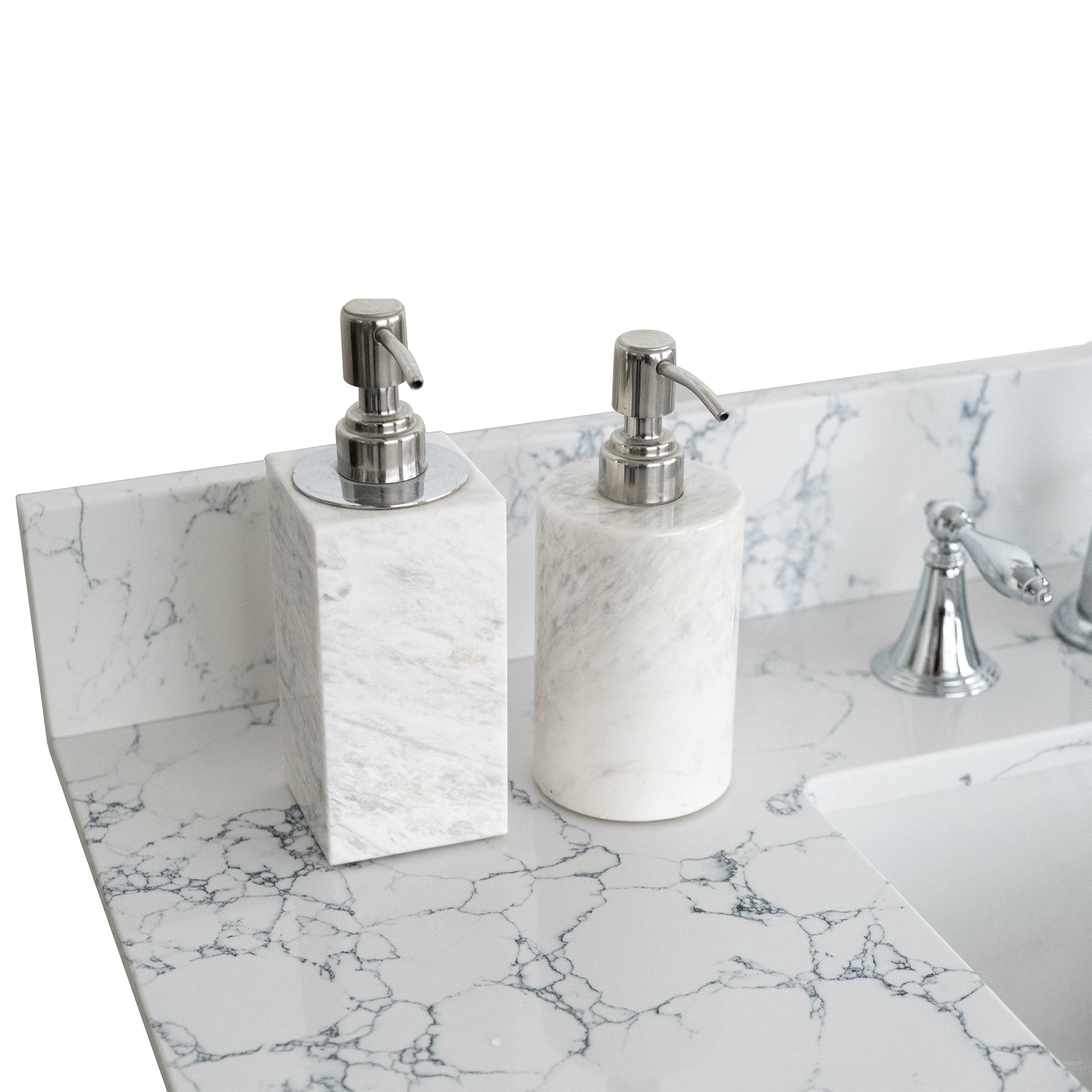 31 in./ 37 in./ 43 in./ 49 in./ Carrara Jade Engineered Stone Bathroom Vanity Top with Ceramic Sink