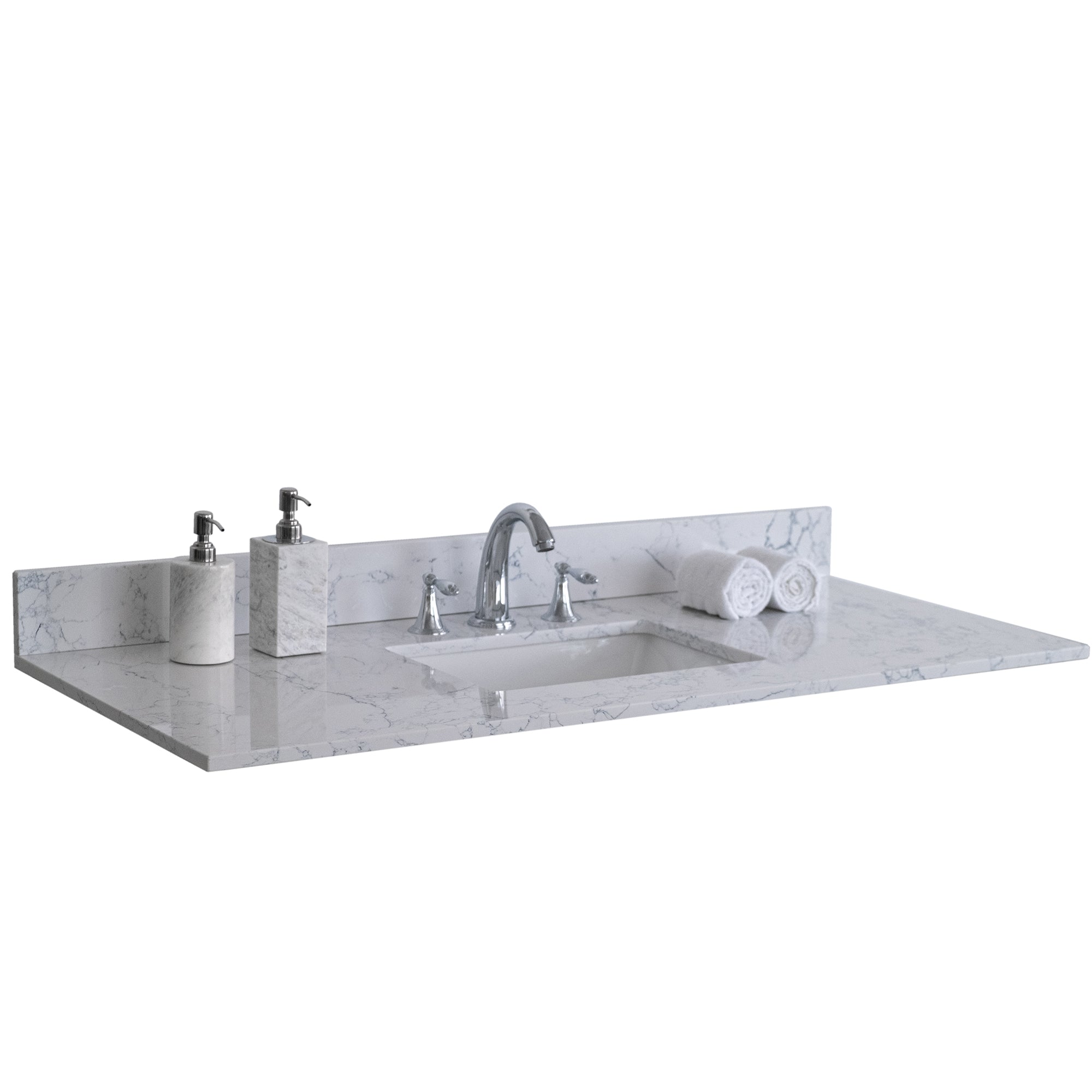 31 in./ 37 in./ 43 in./ 49 in./ Carrara Jade Engineered Stone Bathroom Vanity Top with Ceramic Sink