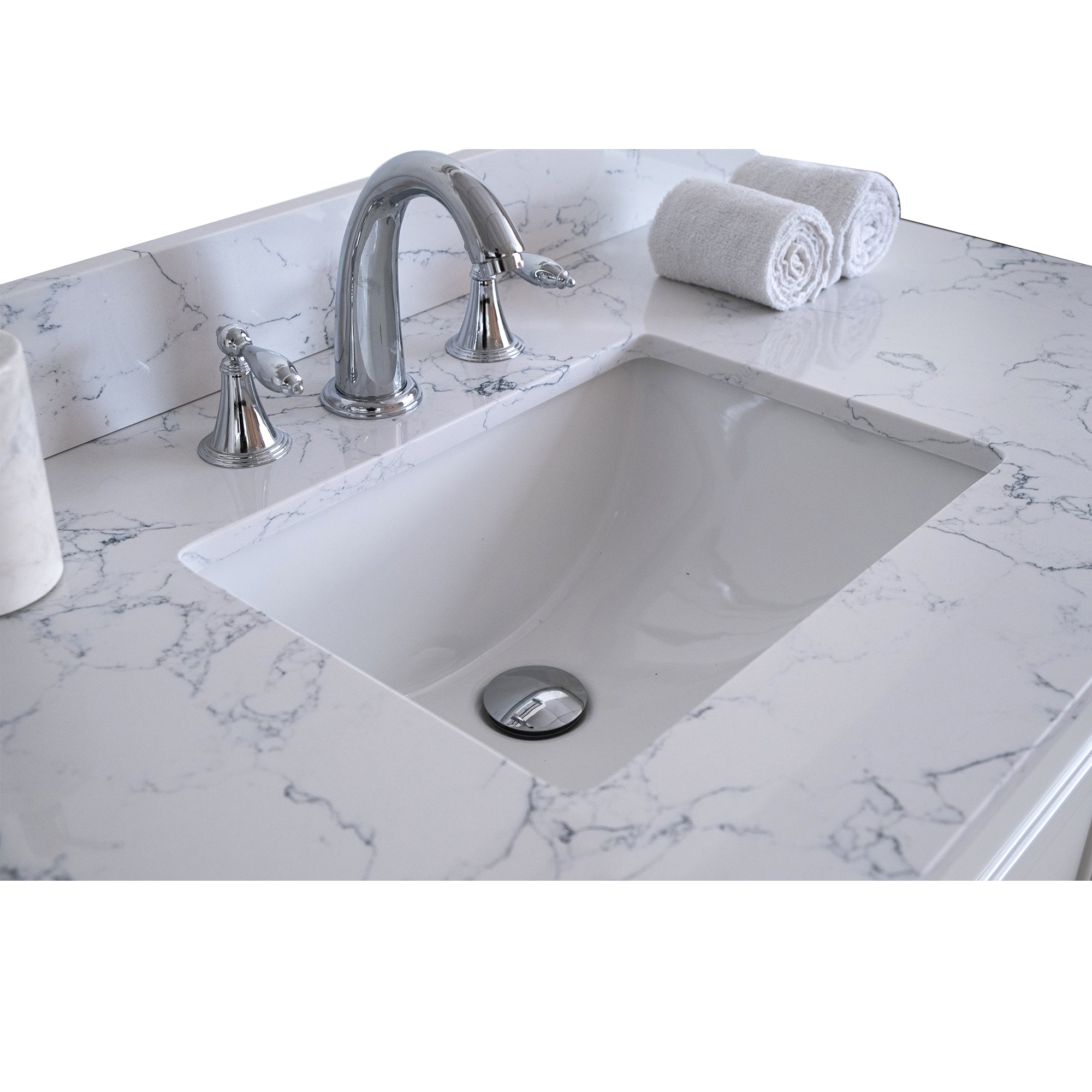 31 in./ 37 in./ 43 in./ 49 in./ Carrara Jade Engineered Stone Bathroom Vanity Top with Ceramic Sink