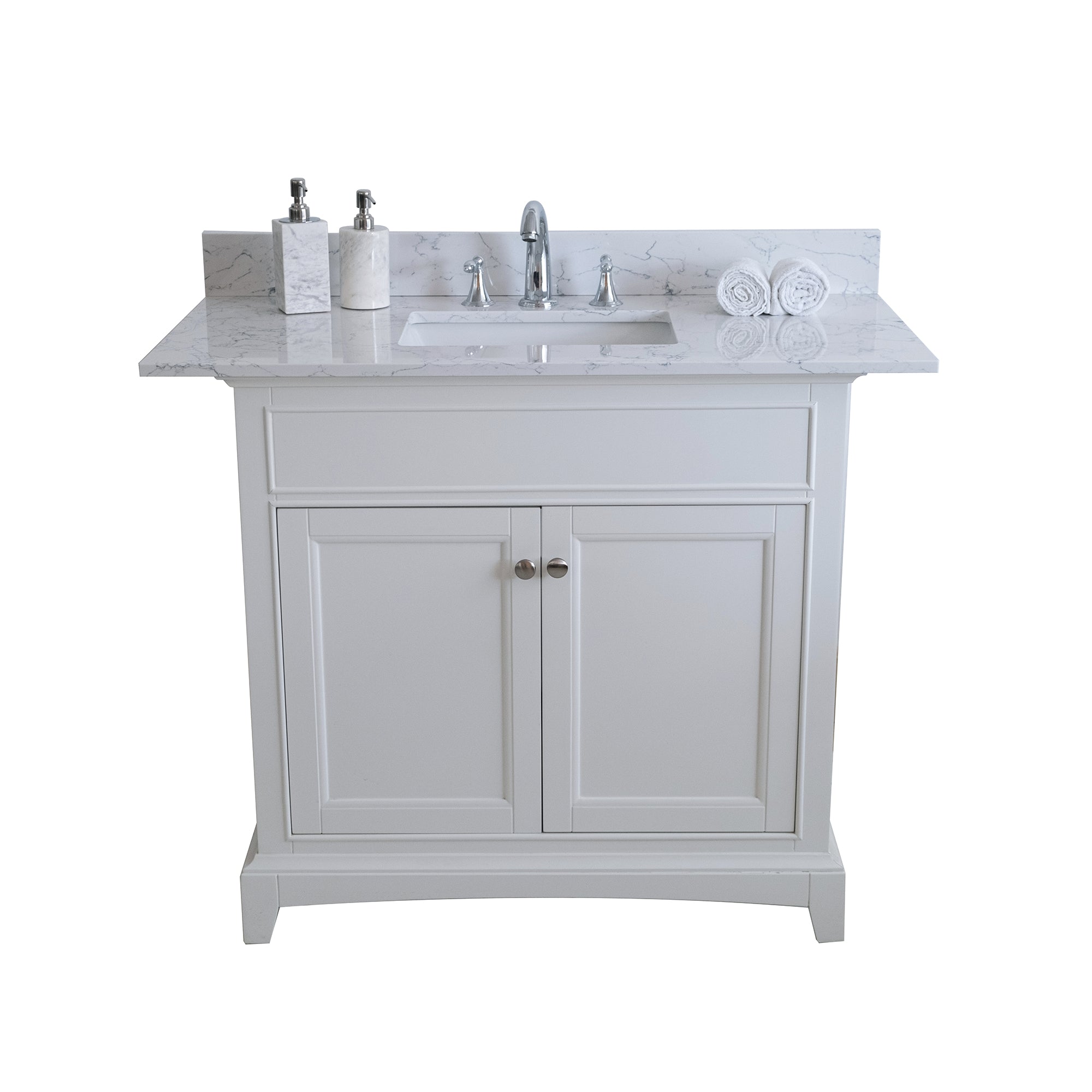 31 in./ 37 in./ 43 in./ 49 in./ Carrara Jade Engineered Stone Bathroom Vanity Top with Ceramic Sink