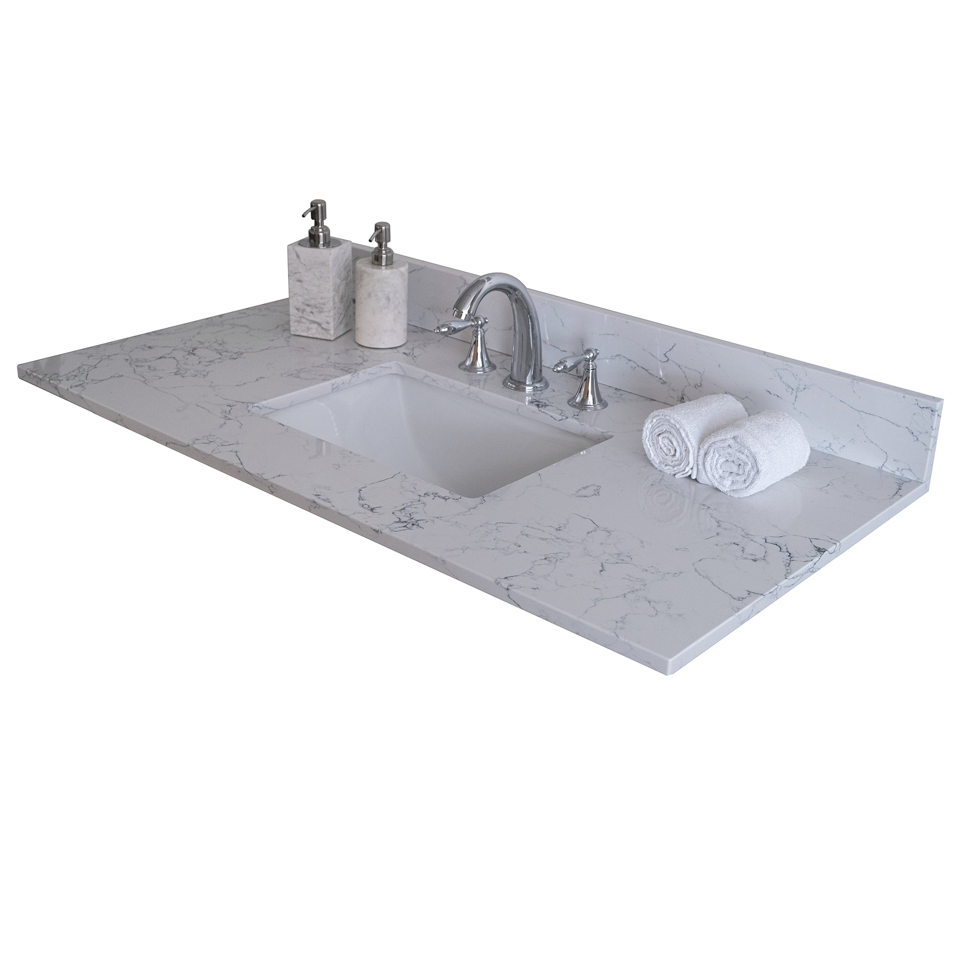 31 in./ 37 in./ 43 in./ 49 in./ Carrara Jade Engineered Stone Bathroom Vanity Top with Ceramic Sink