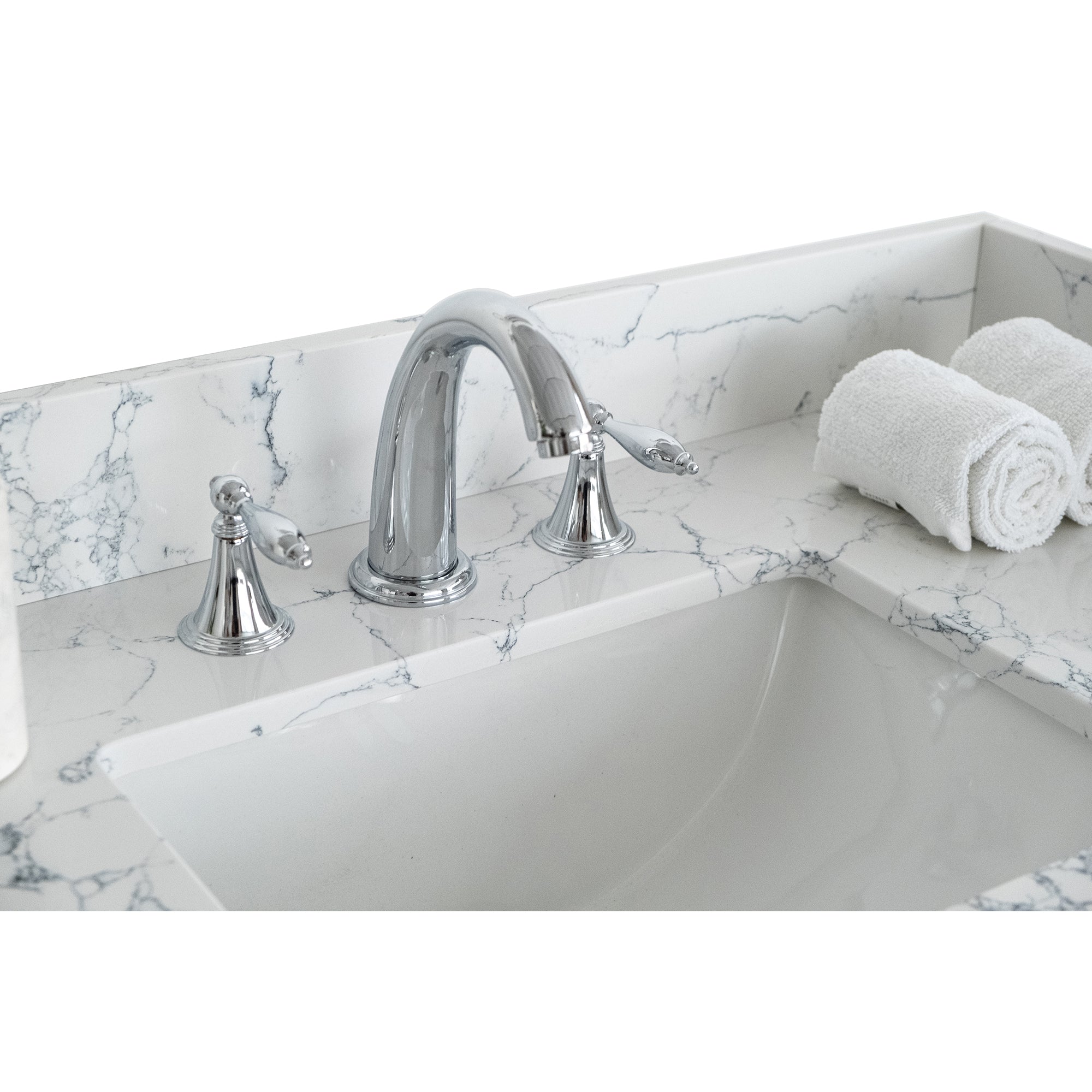 31 in./ 37 in./ 43 in./ 49 in./ Carrara Jade Engineered Stone Bathroom Vanity Top with Ceramic Sink