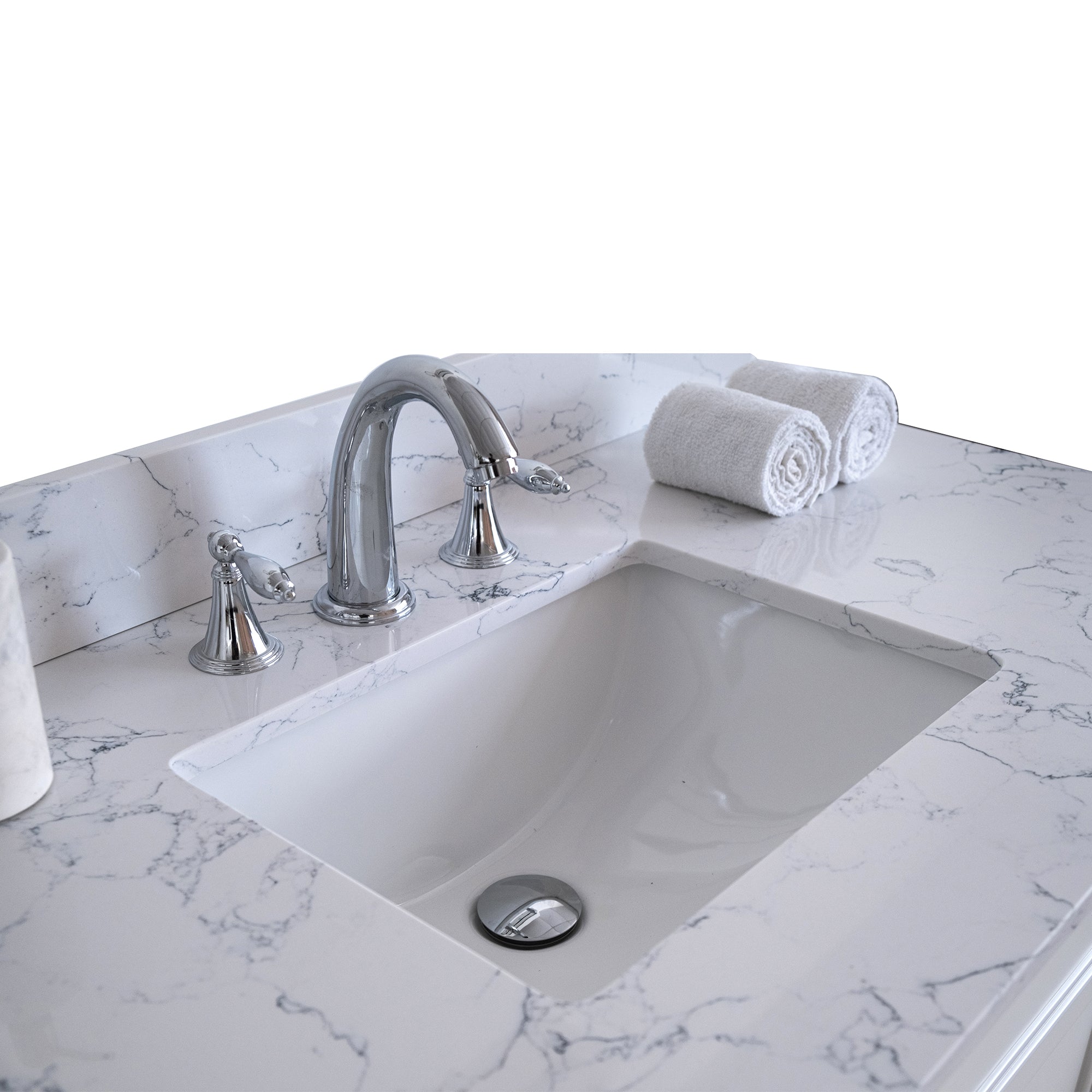 31 in./ 37 in./ 43 in./ 49 in./ Carrara Jade Engineered Stone Bathroom Vanity Top with Ceramic Sink