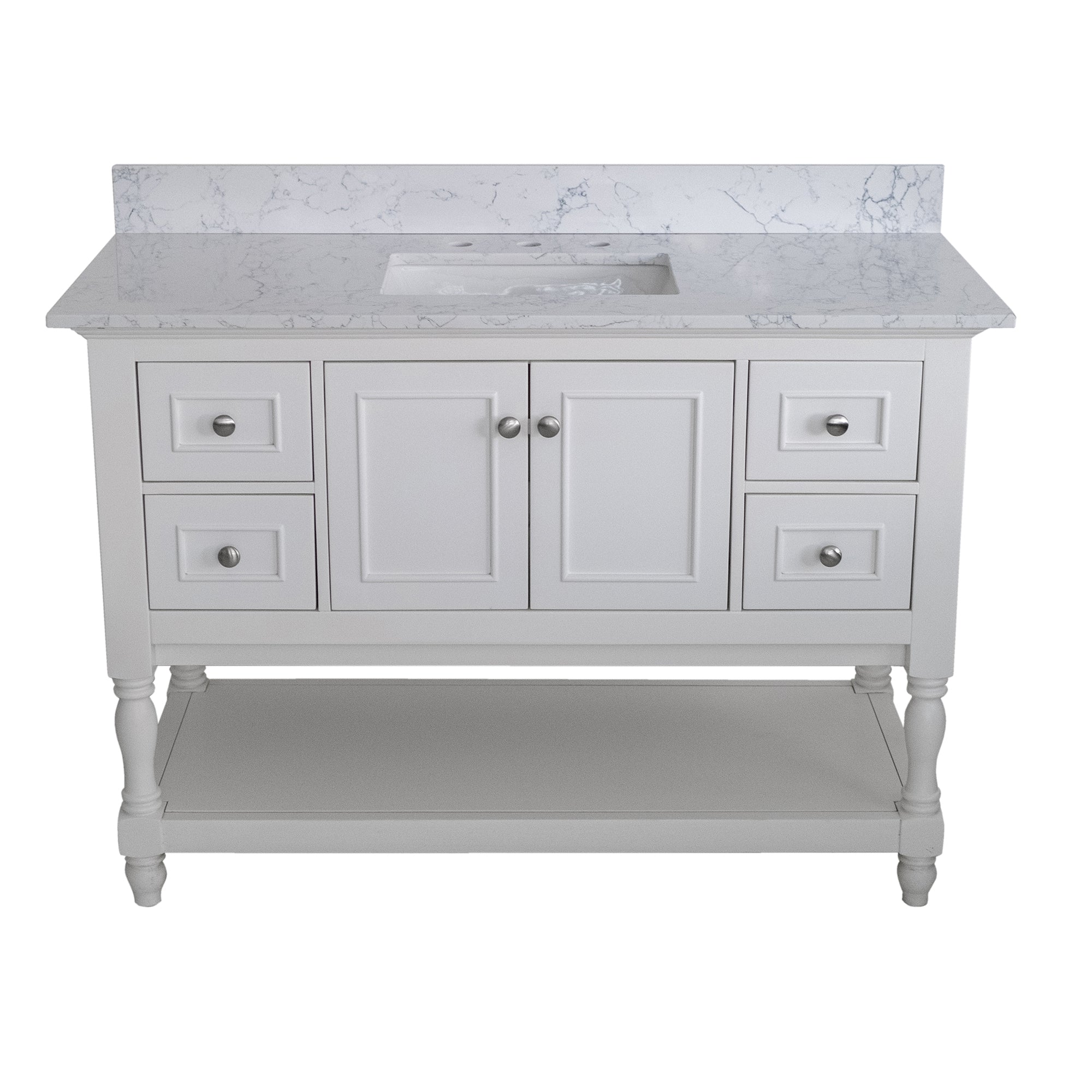 31 in./ 37 in./ 43 in./ 49 in./ Carrara Jade Engineered Stone Bathroom Vanity Top with Ceramic Sink