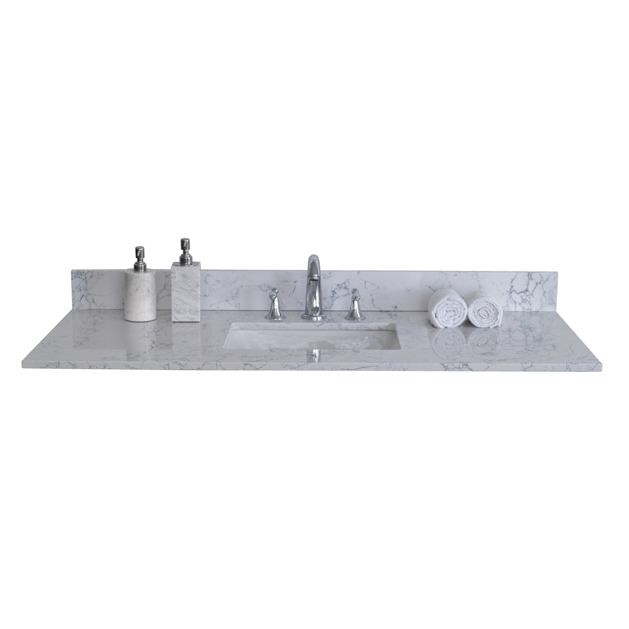 31 in./ 37 in./ 43 in./ 49 in./ Carrara Jade Engineered Stone Bathroom Vanity Top with Ceramic Sink