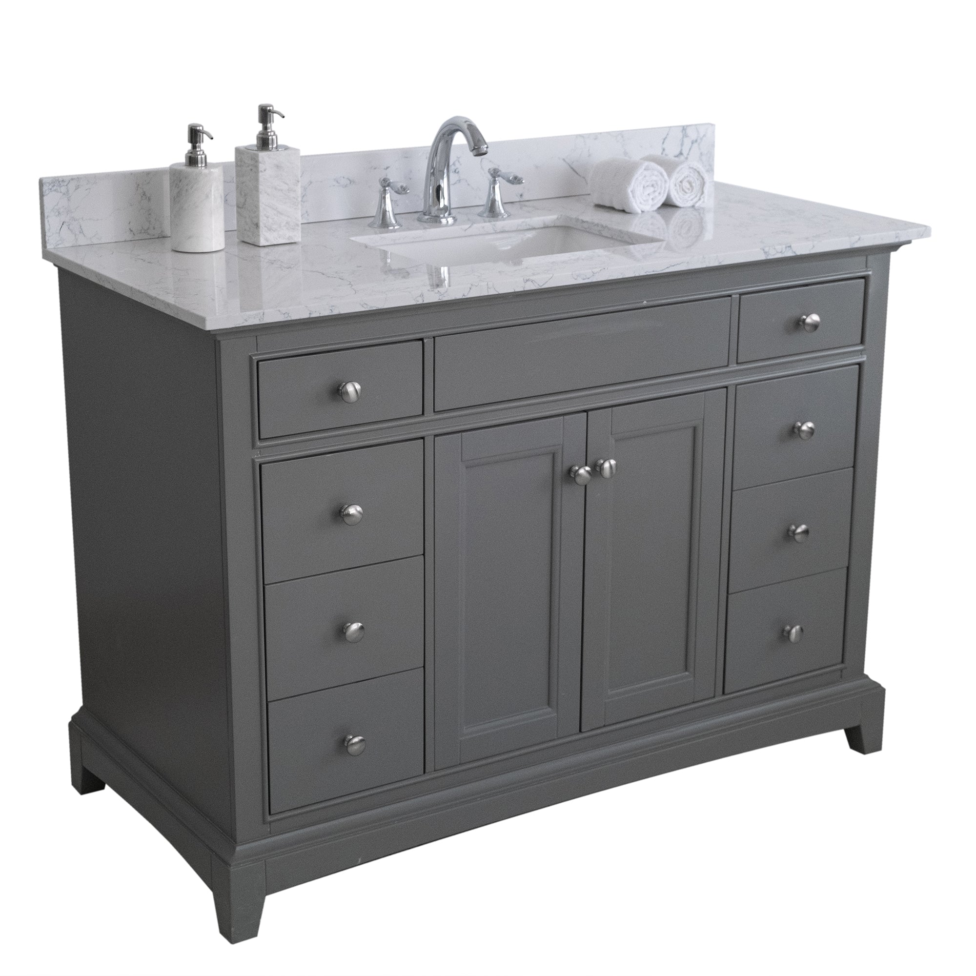 31 in./ 37 in./ 43 in./ 49 in./ Carrara Jade Engineered Stone Bathroom Vanity Top with Ceramic Sink