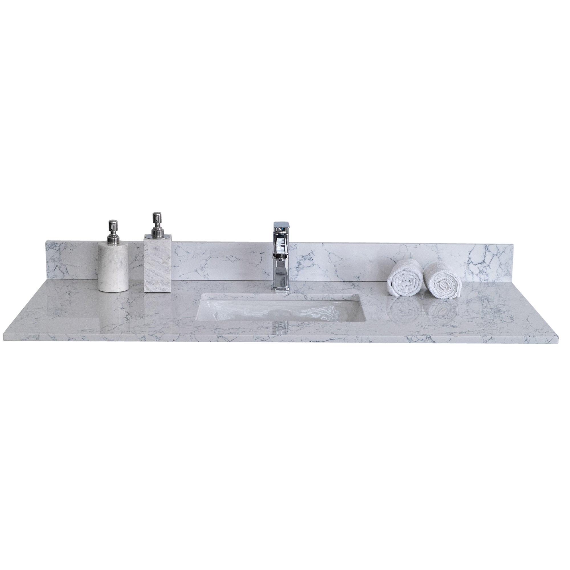 31 in./ 37 in./ 43 in./ 49 in./ Carrara Jade Engineered Stone Bathroom Vanity Top with Ceramic Sink