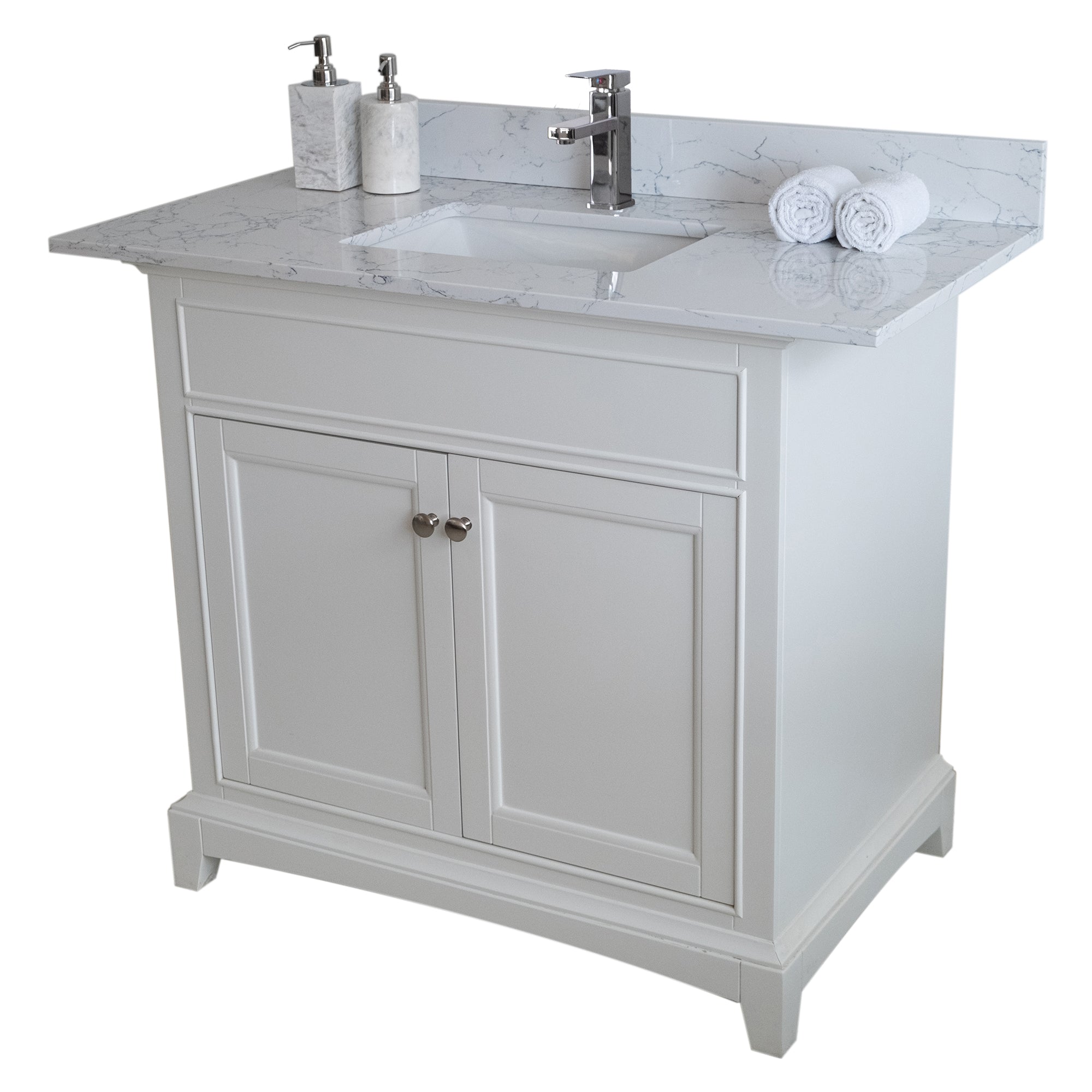 31 in./ 37 in./ 43 in./ 49 in./ Carrara Jade Engineered Stone Bathroom Vanity Top with Ceramic Sink