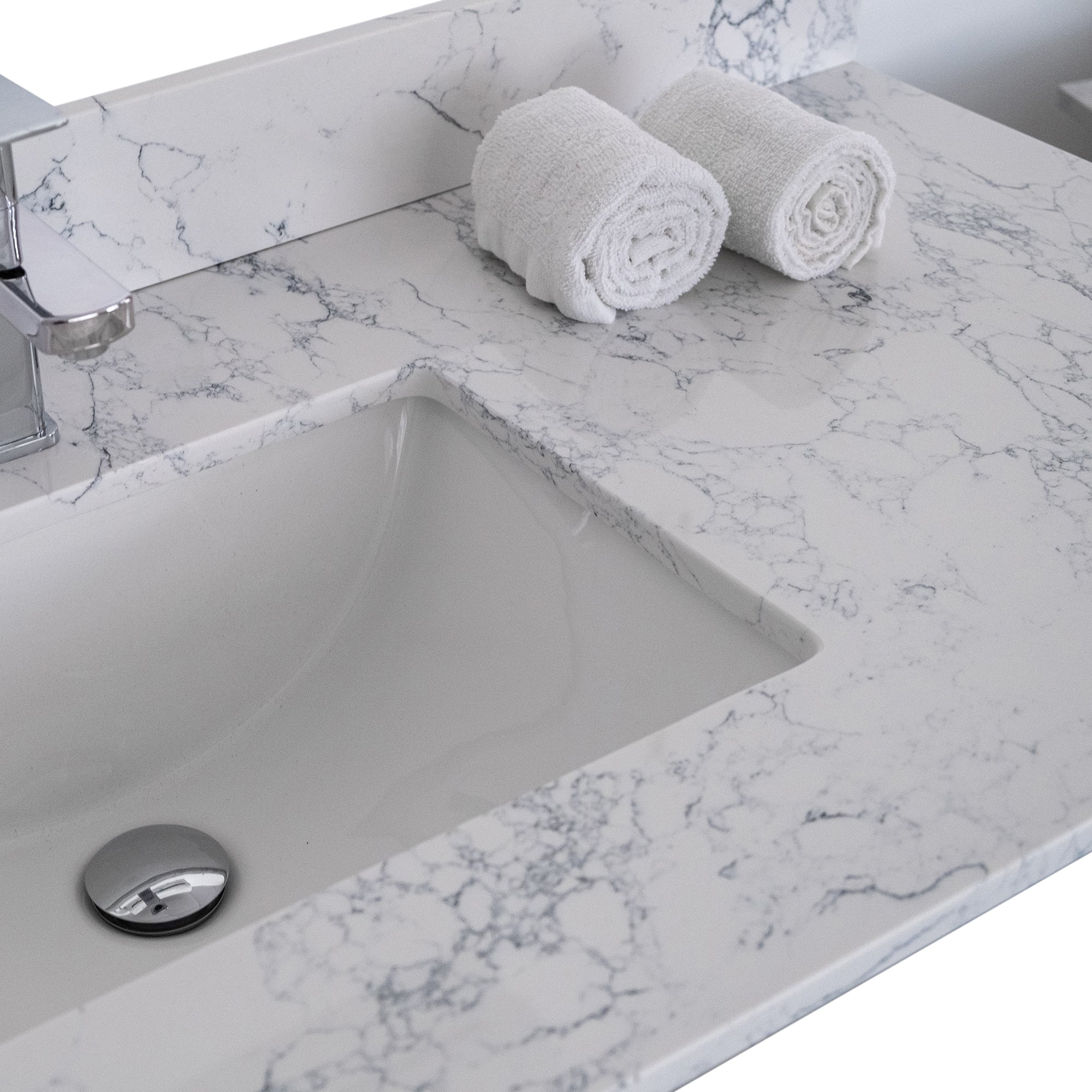 31 in./ 37 in./ 43 in./ 49 in./ Carrara Jade Engineered Stone Bathroom Vanity Top with Ceramic Sink