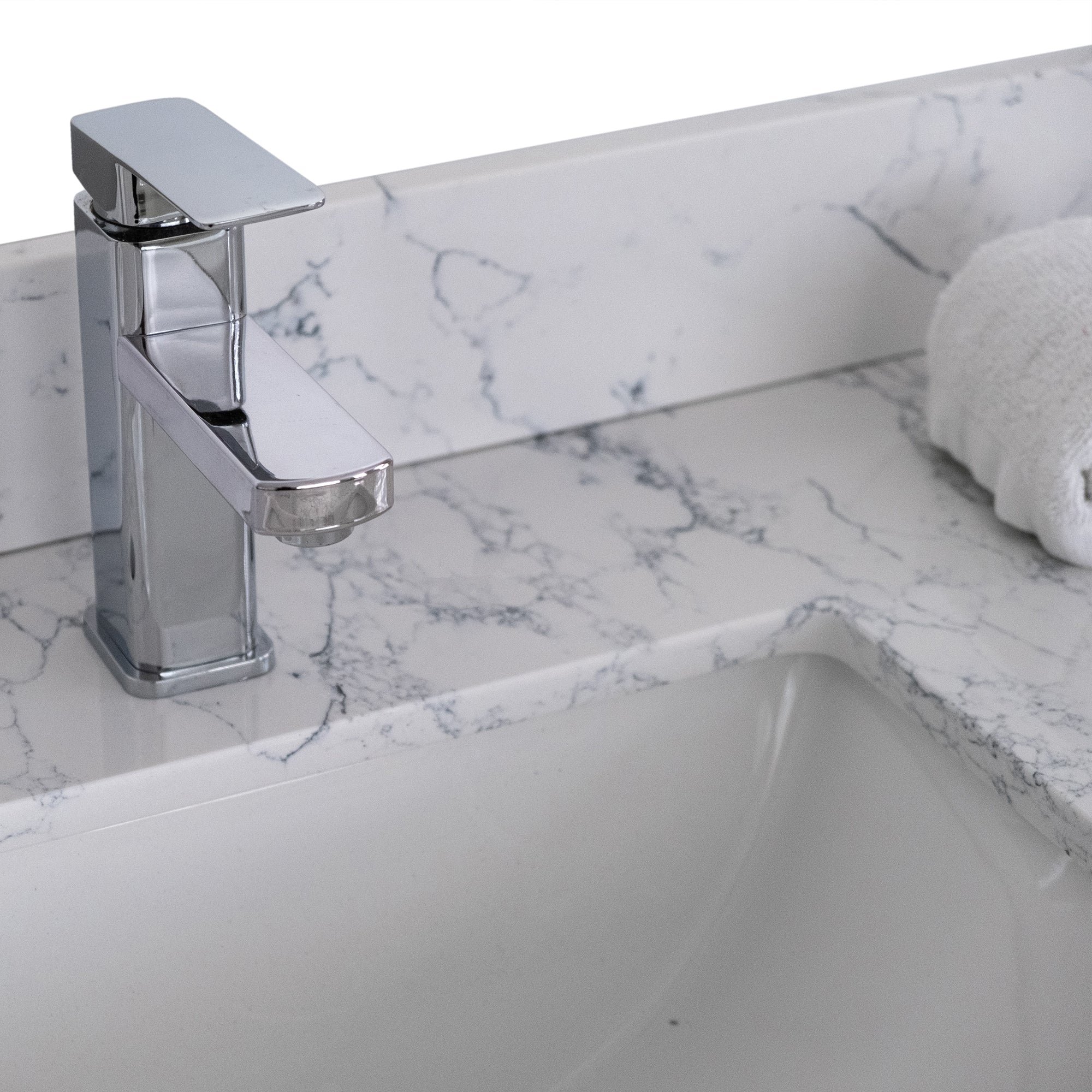 31 in./ 37 in./ 43 in./ 49 in./ Carrara Jade Engineered Stone Bathroom Vanity Top with Ceramic Sink