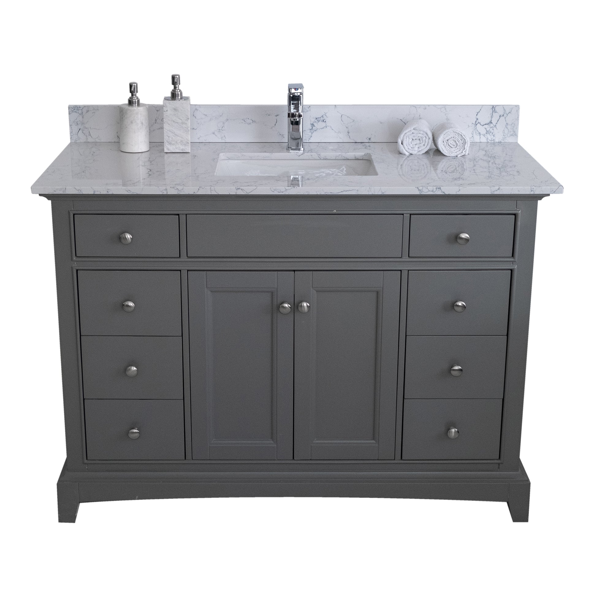 31 in./ 37 in./ 43 in./ 49 in./ Carrara Jade Engineered Stone Bathroom Vanity Top with Ceramic Sink