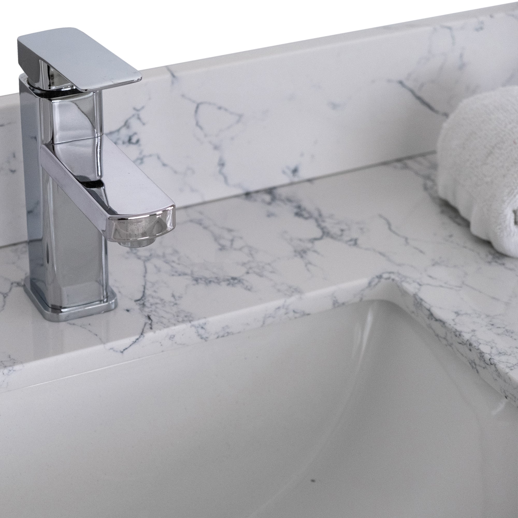 31 in./ 37 in./ 43 in./ 49 in./ Carrara Jade Engineered Stone Bathroom Vanity Top with Ceramic Sink