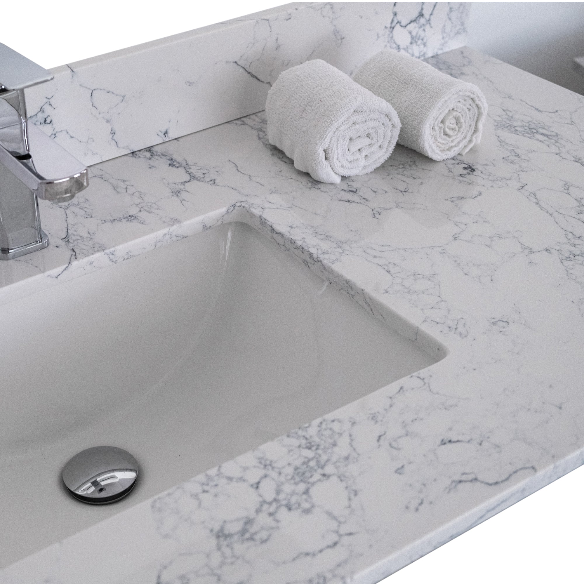31 in./ 37 in./ 43 in./ 49 in./ Carrara Jade Engineered Stone Bathroom Vanity Top with Ceramic Sink