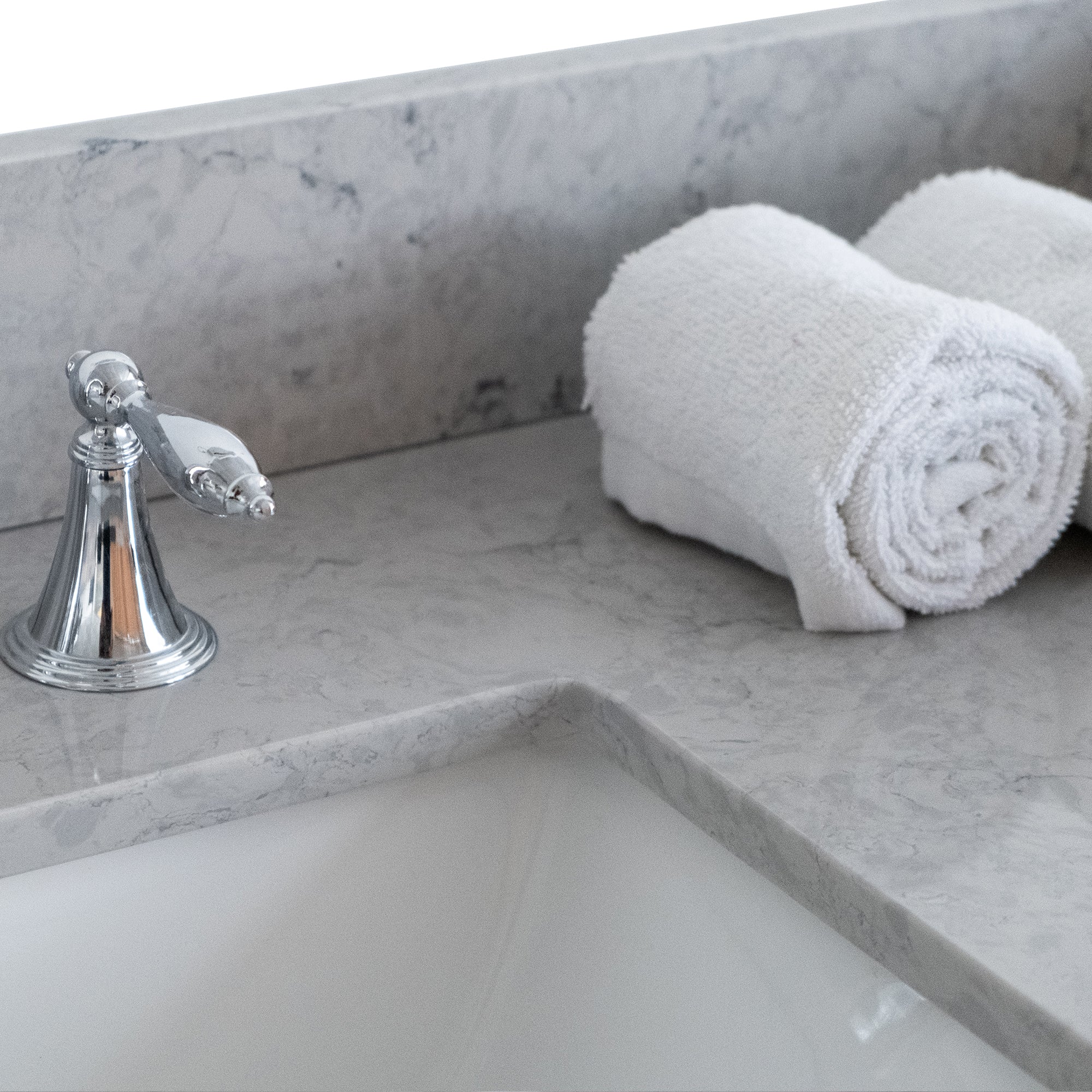 31 in./ 37 in./ 43 in. Calacatta Gray Engineered Stone Bathroom Vanity Top with Ceramic Sink
