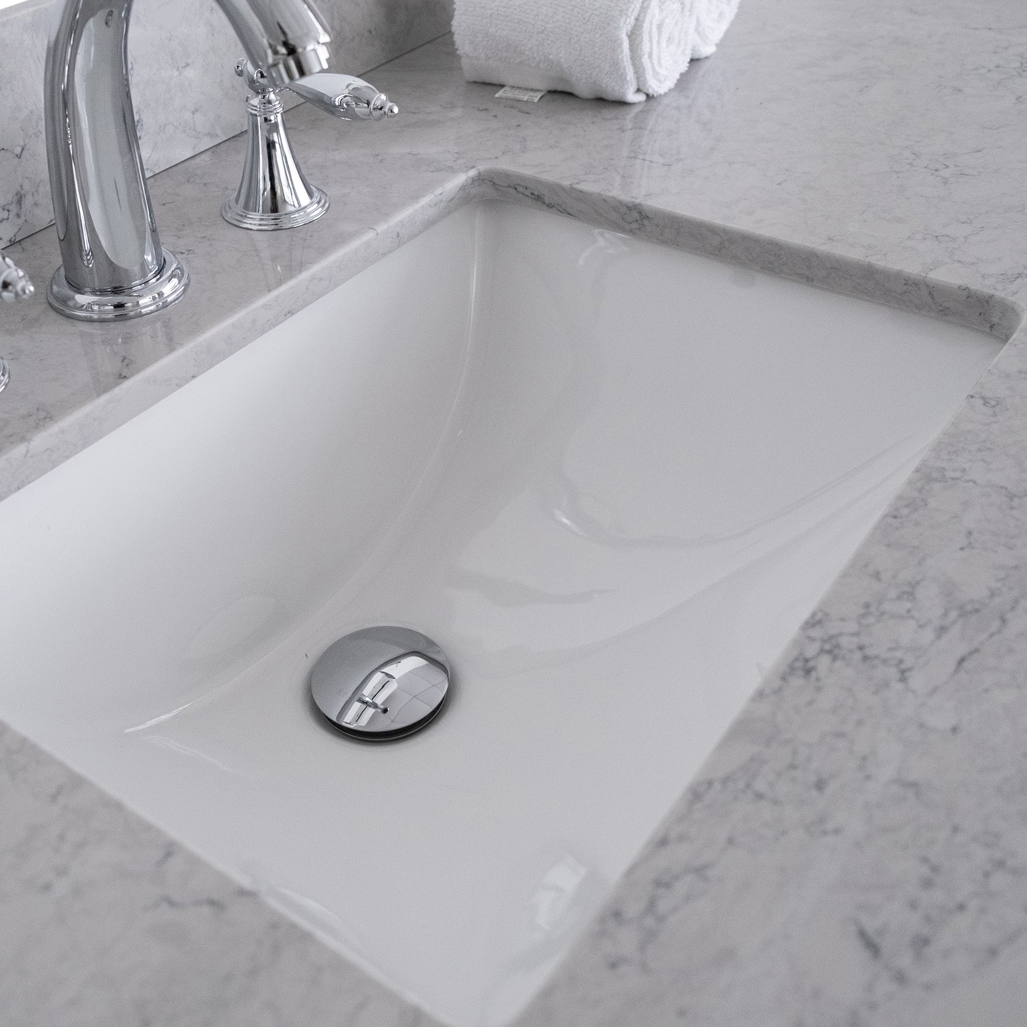 31 in./ 37 in./ 43 in. Calacatta Gray Engineered Stone Bathroom Vanity Top with Ceramic Sink