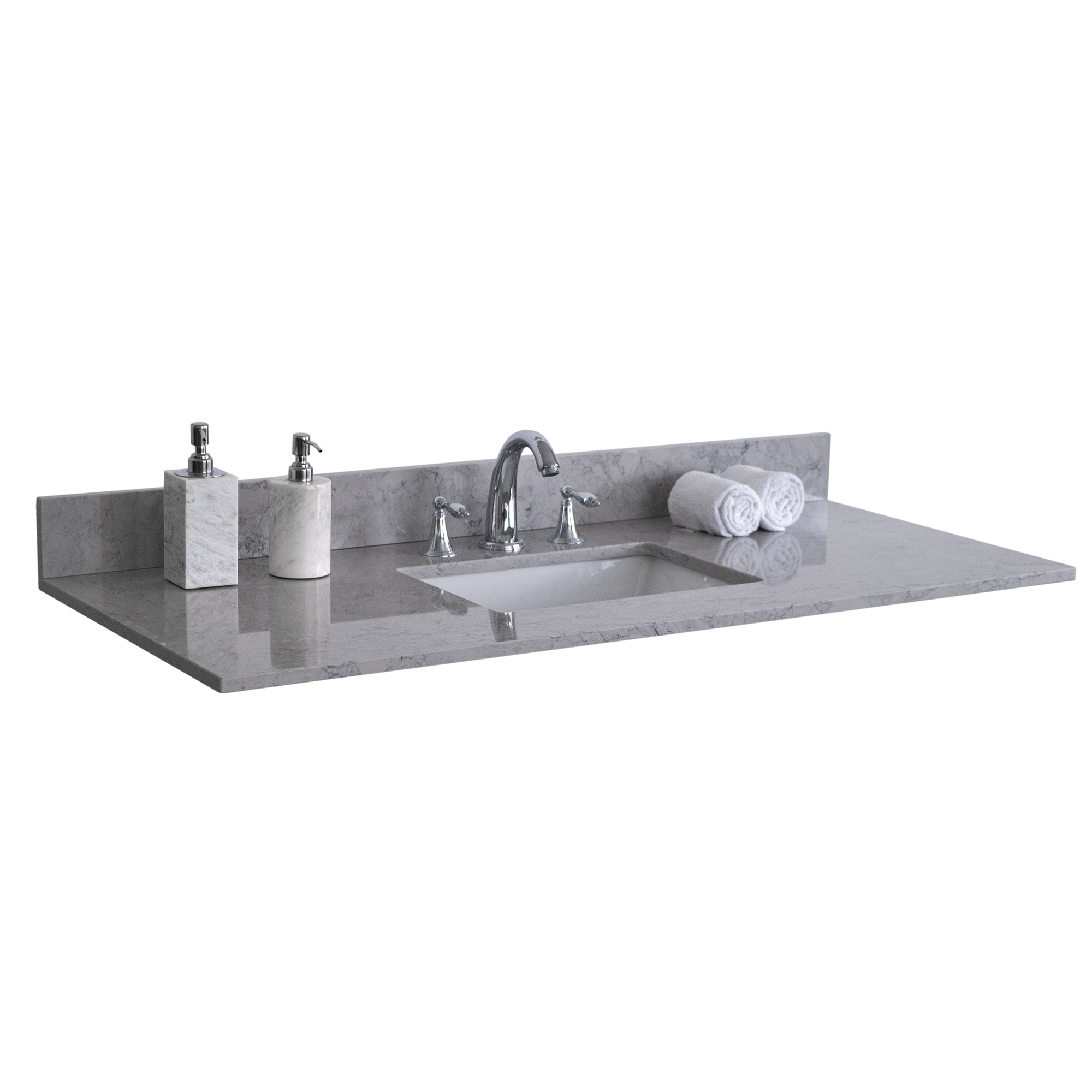 31 in./ 37 in./ 43 in. Calacatta Gray Engineered Stone Bathroom Vanity Top with Ceramic Sink