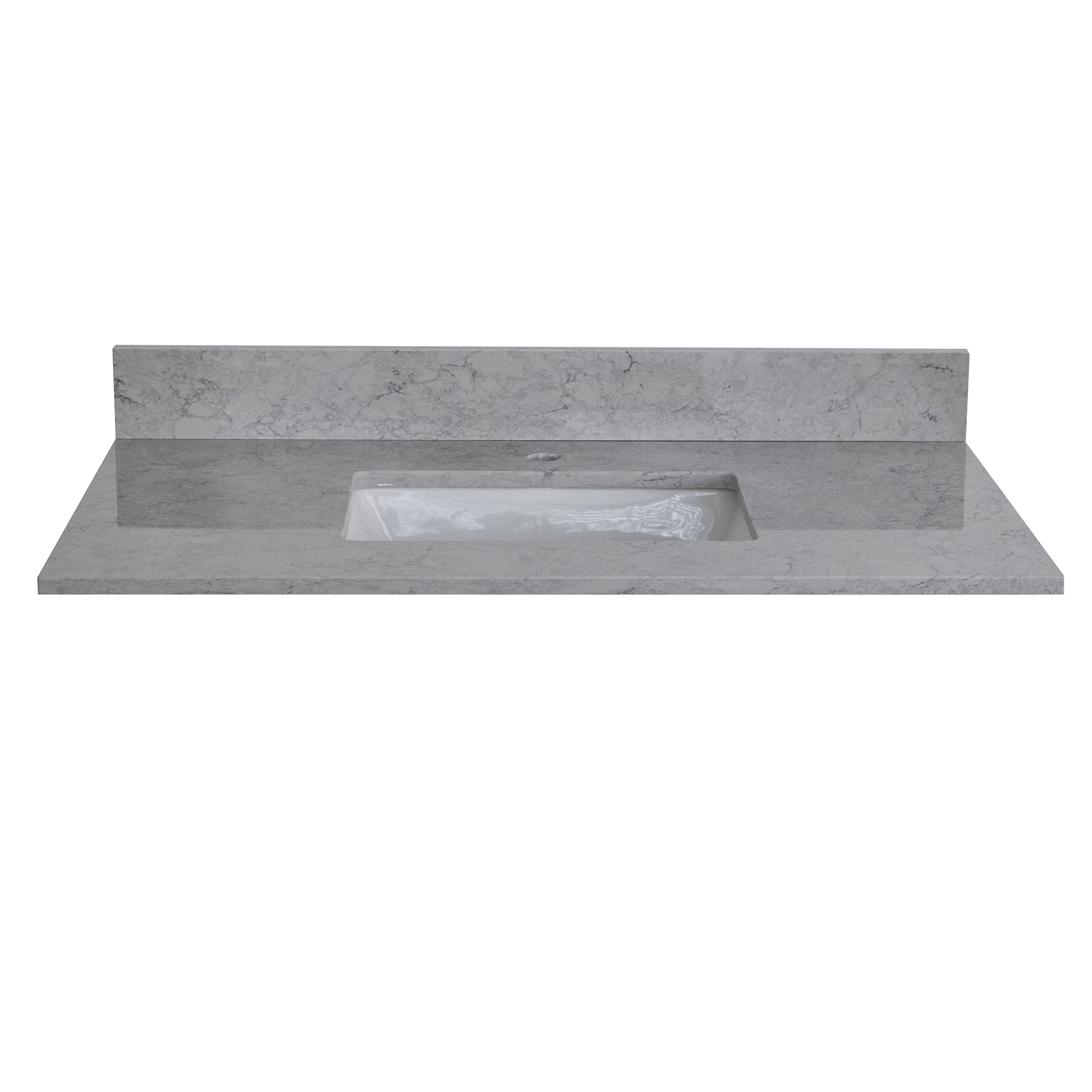 31 in./ 37 in./ 43 in. Calacatta Gray Engineered Stone Bathroom Vanity Top with Ceramic Sink