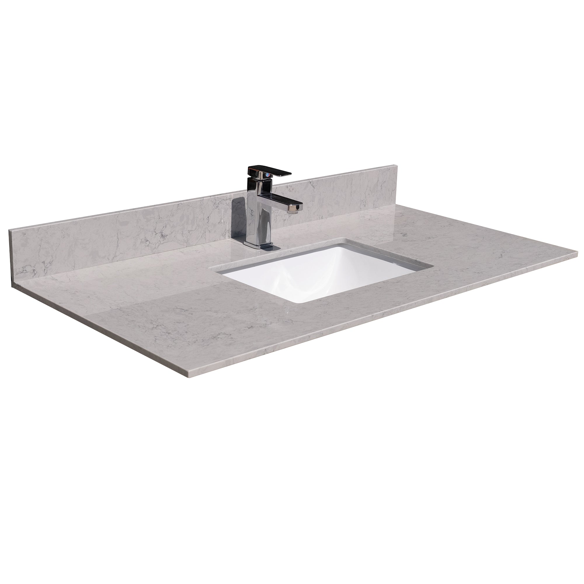 31 in./ 37 in./ 43 in. Calacatta Gray Engineered Stone Bathroom Vanity Top with Ceramic Sink