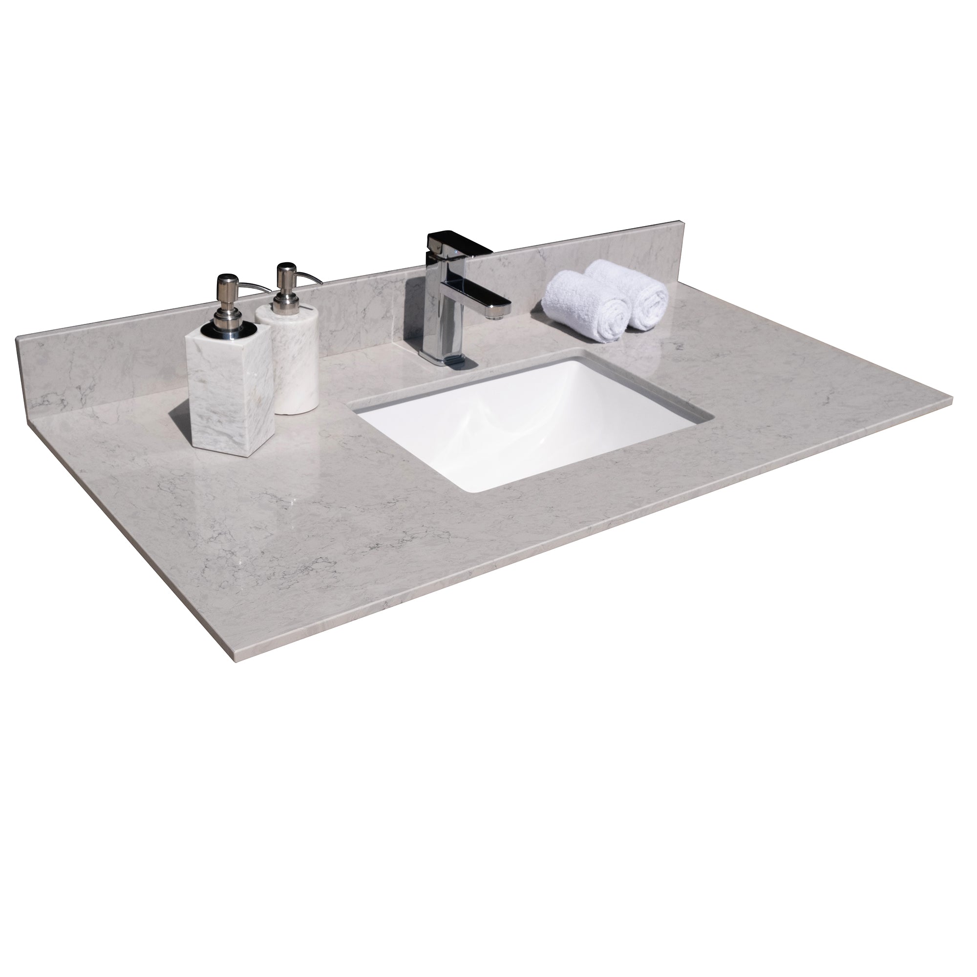 31 in./ 37 in./ 43 in. Calacatta Gray Engineered Stone Bathroom Vanity Top with Ceramic Sink
