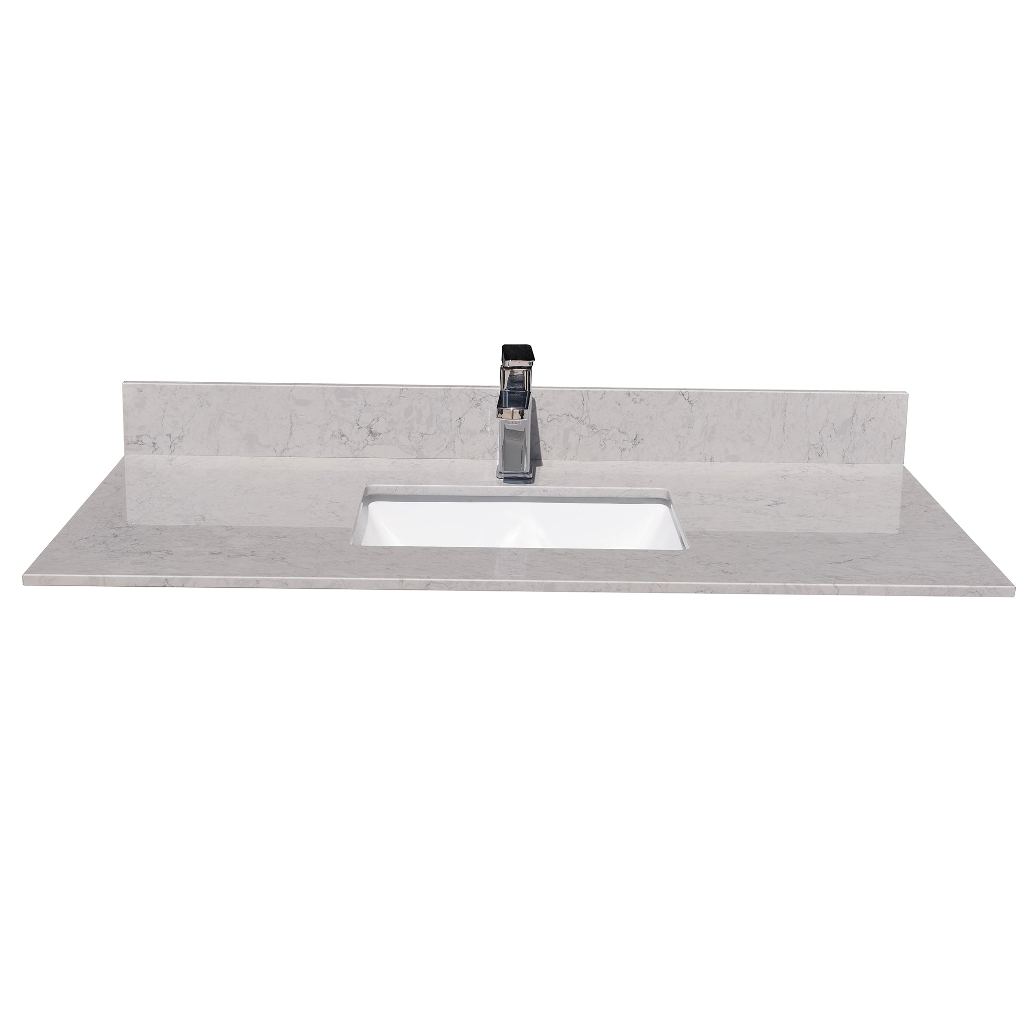 31 in./ 37 in./ 43 in. Calacatta Gray Engineered Stone Bathroom Vanity Top with Ceramic Sink
