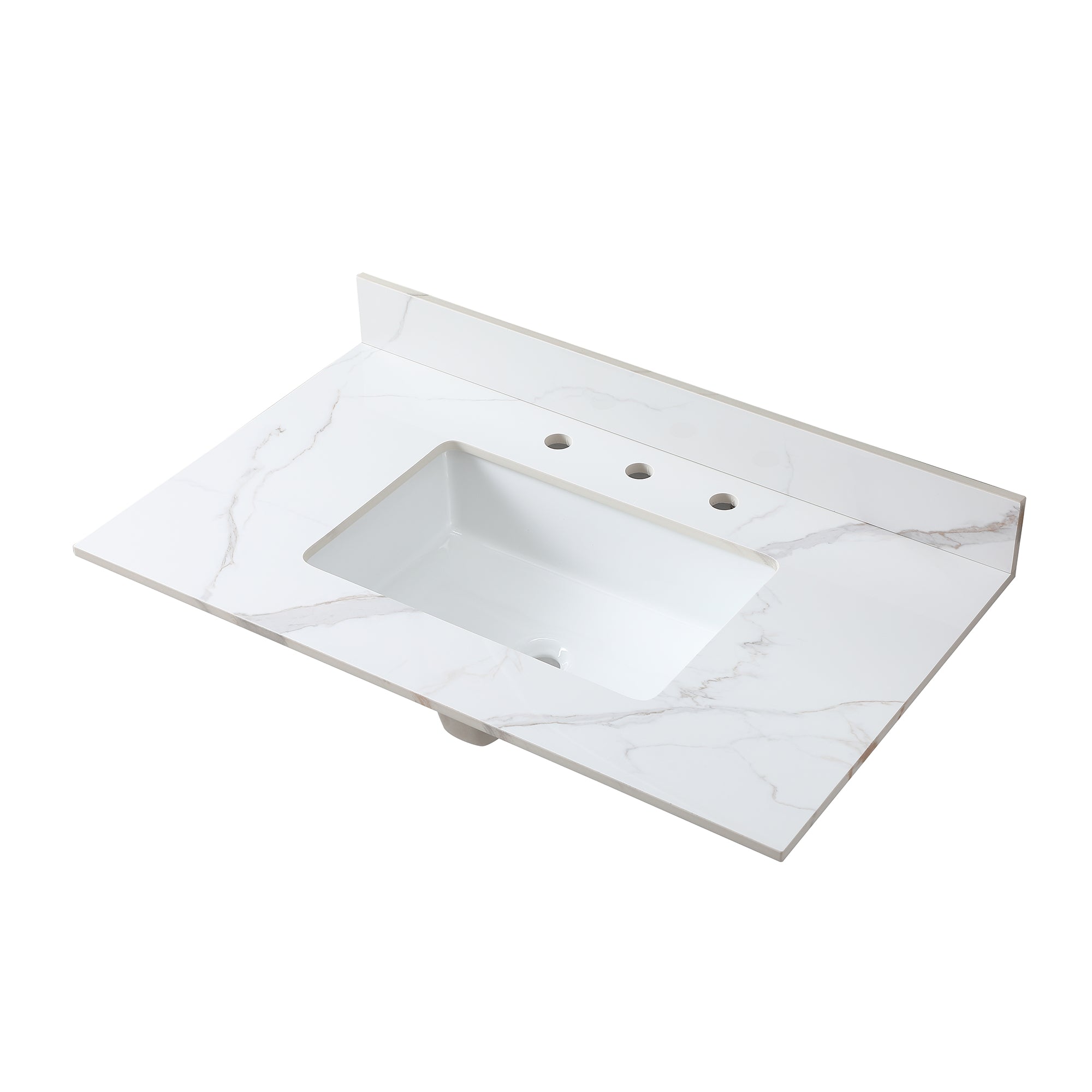 31 in./ 37 in./ 43 in. Carrara Gold Engineered Stone Bathroom Vanity Top with Ceramic Sink