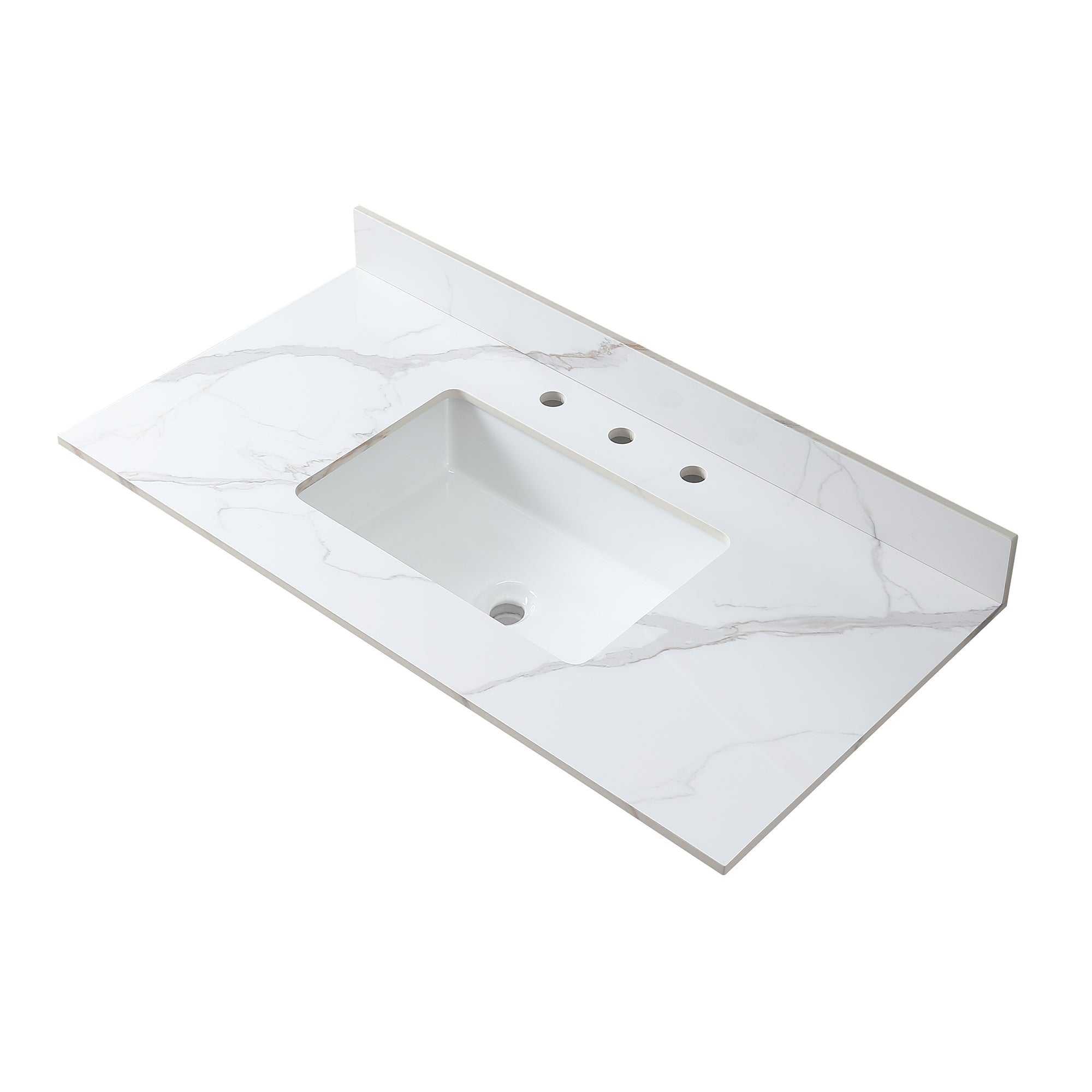 31 in./ 37 in./ 43 in. Carrara Gold Engineered Stone Bathroom Vanity Top with Ceramic Sink