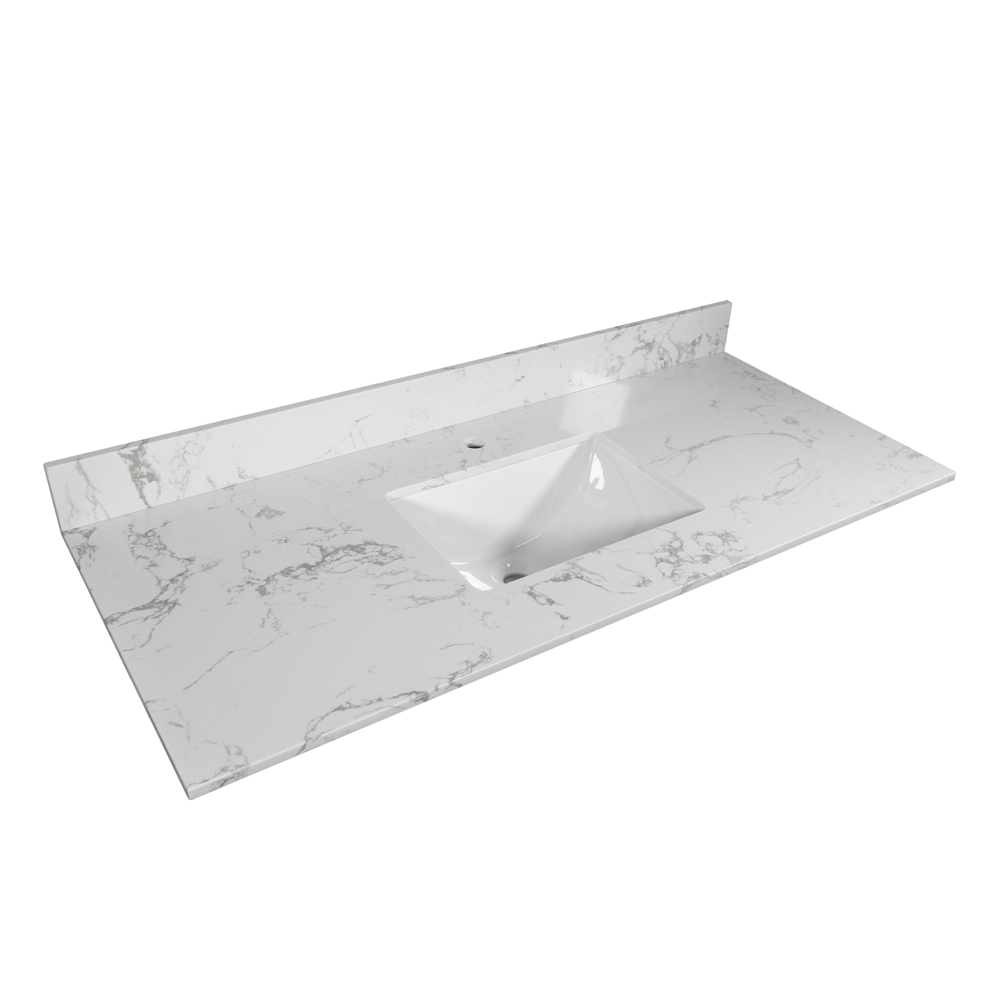 31 in./ 37 in./ 43 in. Carrara White Engineered Stone Bathroom Vanity Top with Ceramic Sink