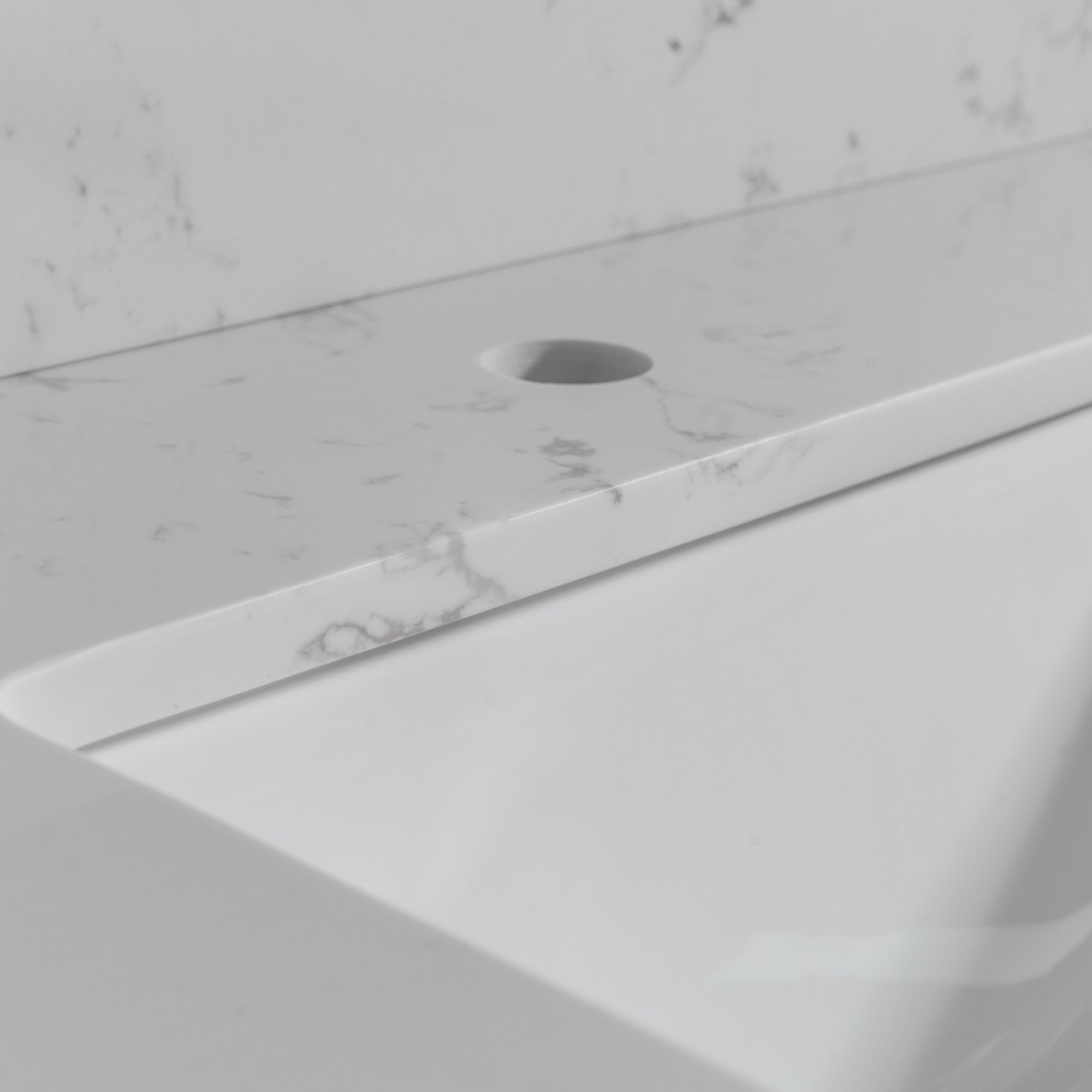 31 in./ 37 in./ 43 in. Carrara White Engineered Stone Bathroom Vanity Top with Ceramic Sink