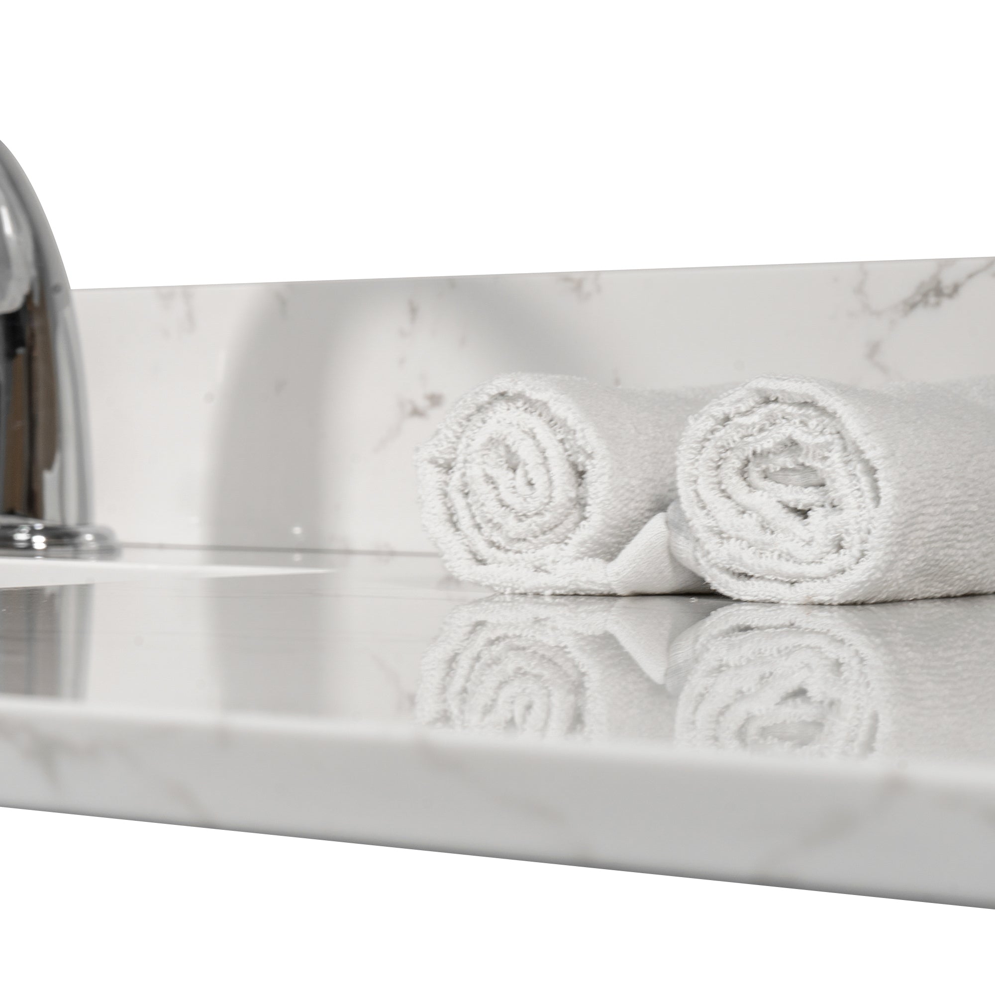 31 in./ 37 in./ 43 in. Carrara White Engineered Stone Bathroom Vanity Top with Ceramic Sink