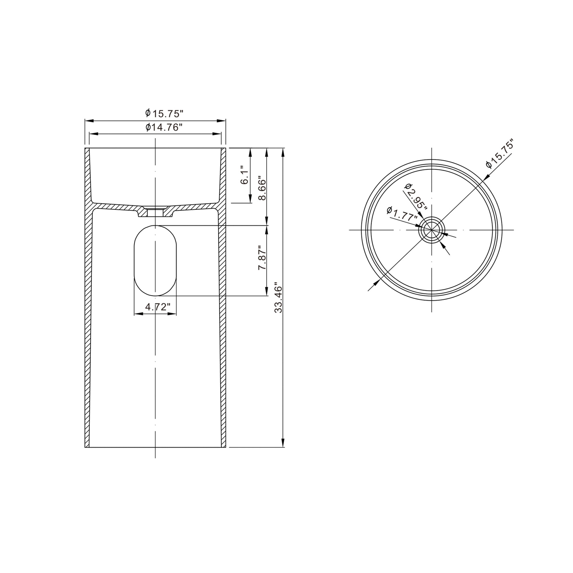 Round Transparent Floor Standing Bathroom Sink in Blue