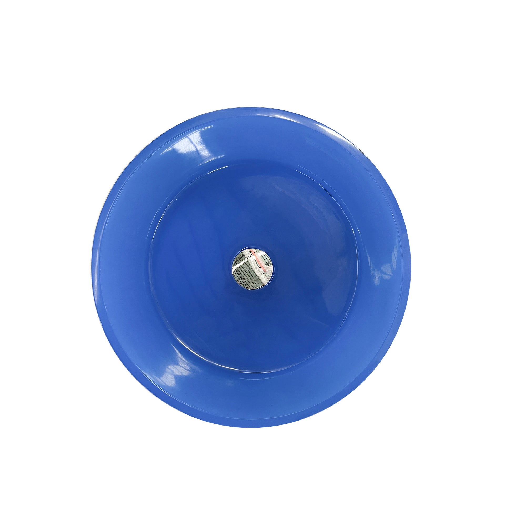 Round Transparent Floor Standing Bathroom Sink in Blue