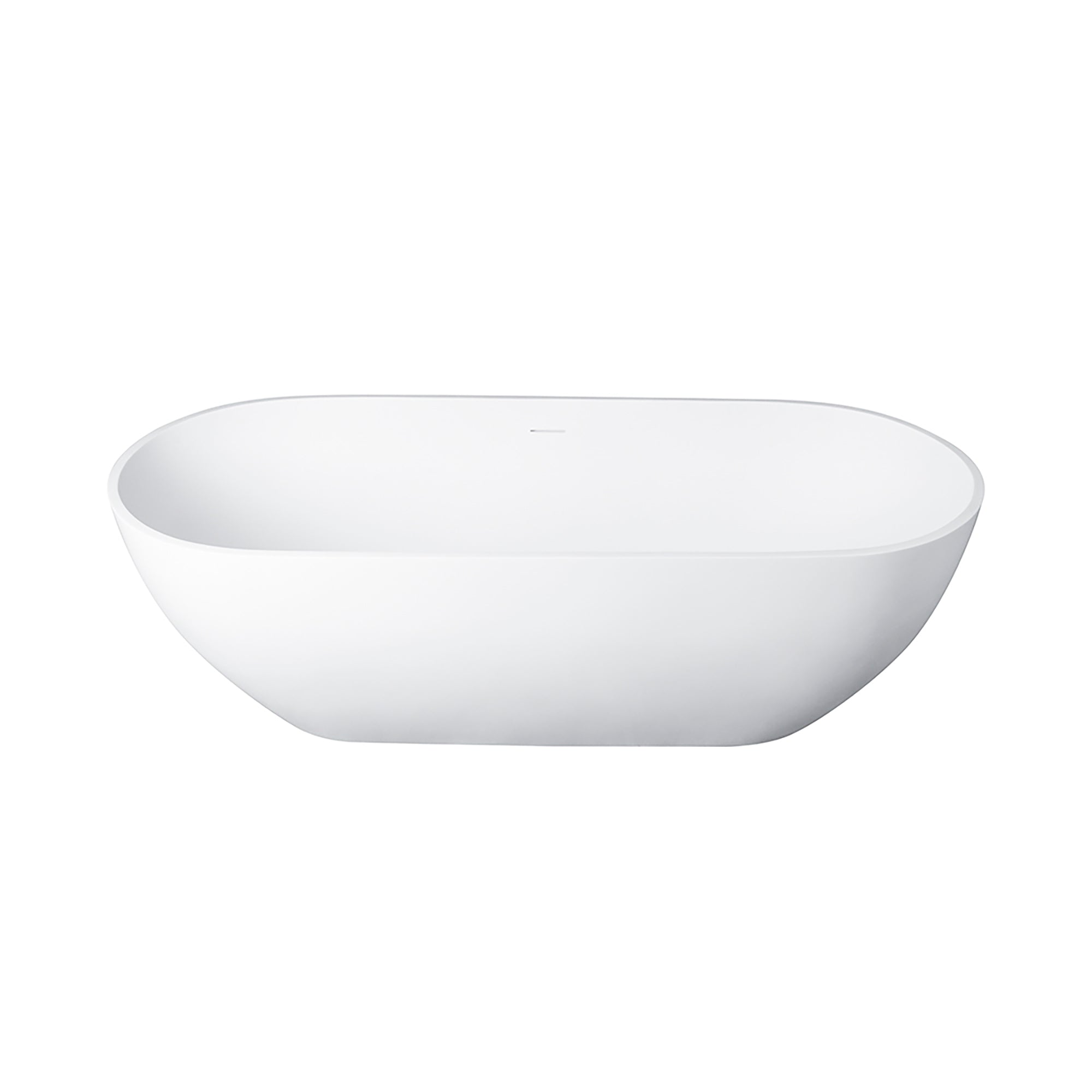 59 in. Solid Surface Double Slipper Freestanding Flat-bottom Soaking Bathtub in Matte White