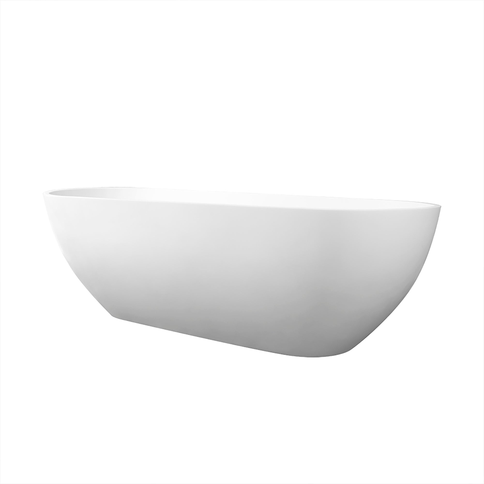 59 in. Solid Surface Double Slipper Freestanding Flat-bottom Soaking Bathtub in Matte White