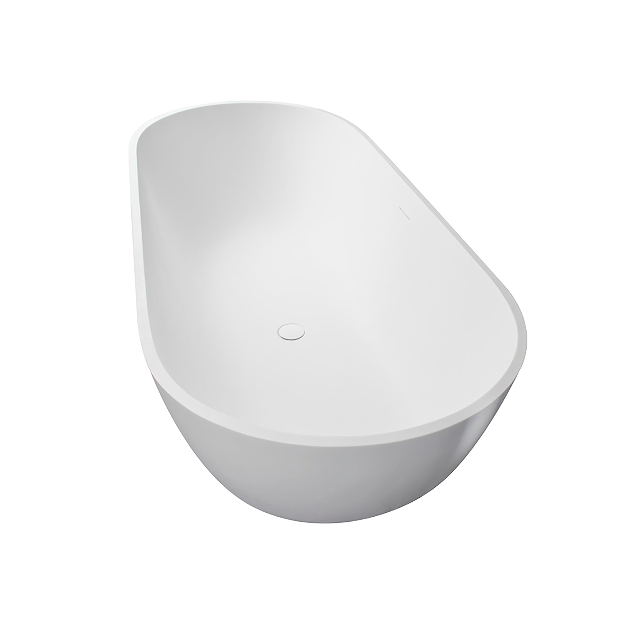 59 in. Solid Surface Double Slipper Freestanding Flat-bottom Soaking Bathtub in Matte White
