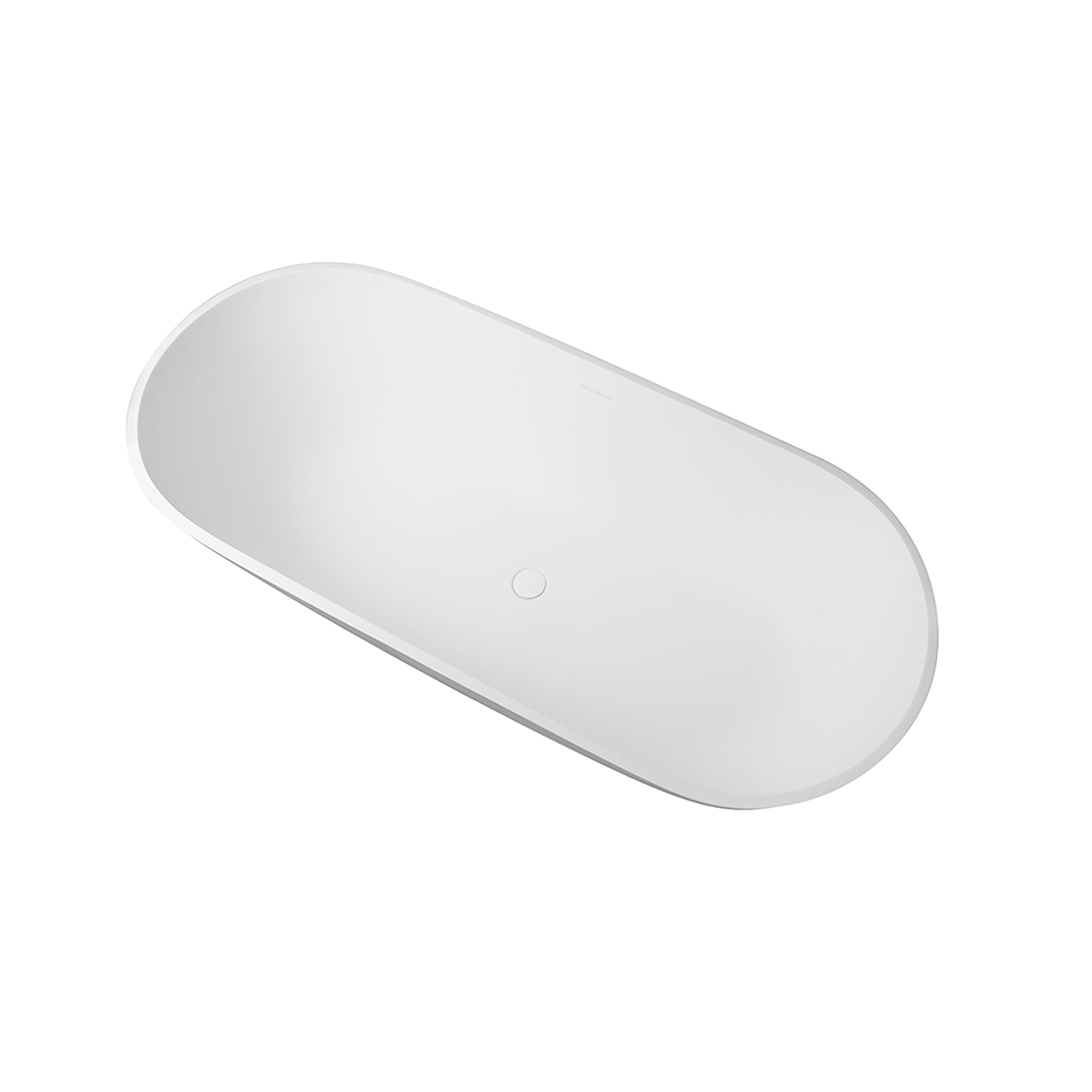 59 in. Solid Surface Double Slipper Freestanding Flat-bottom Soaking Bathtub in Matte White