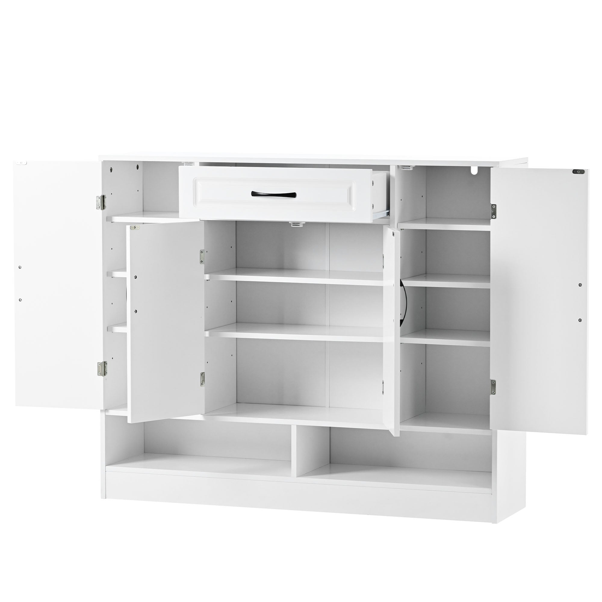 47 Inch Particle Board Modern Shoe Cabinet with Adjustable Shelves and Doors