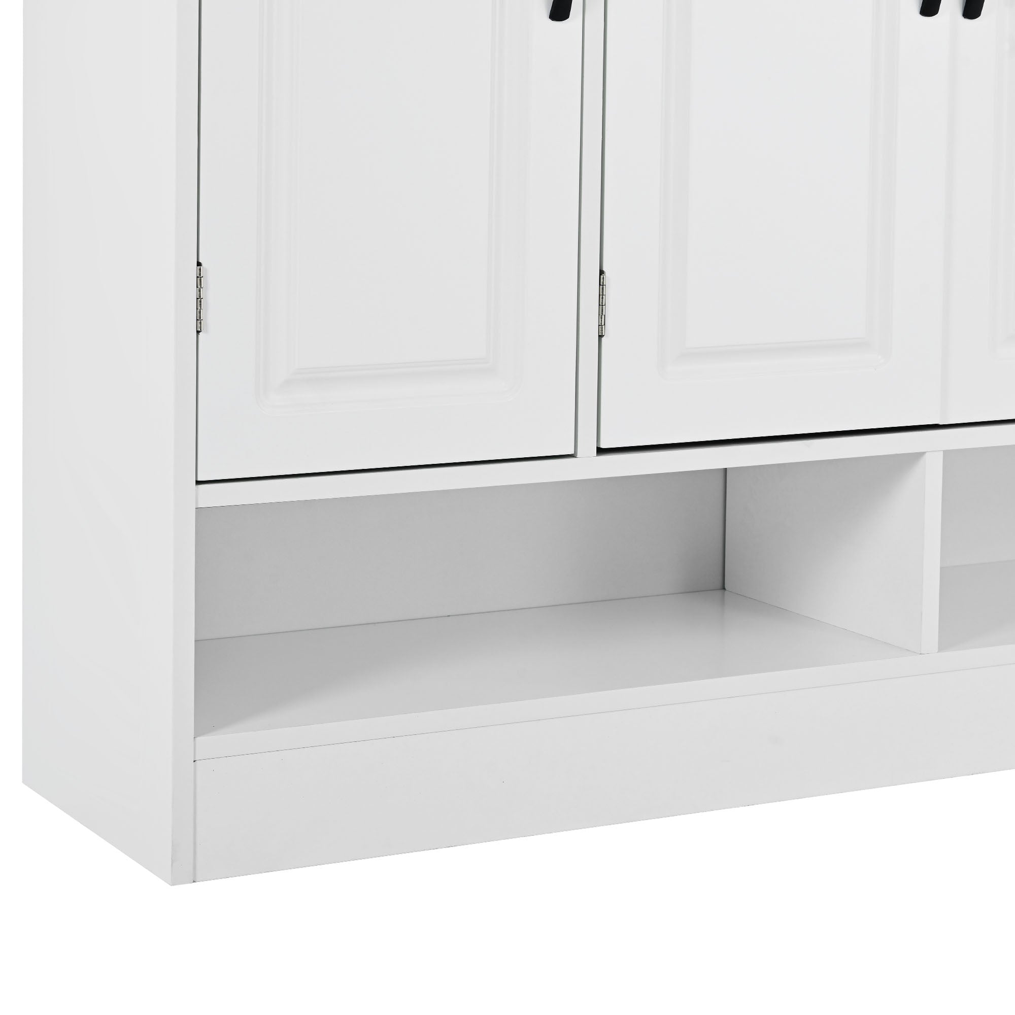 47 Inch Particle Board Modern Shoe Cabinet with Adjustable Shelves and Doors