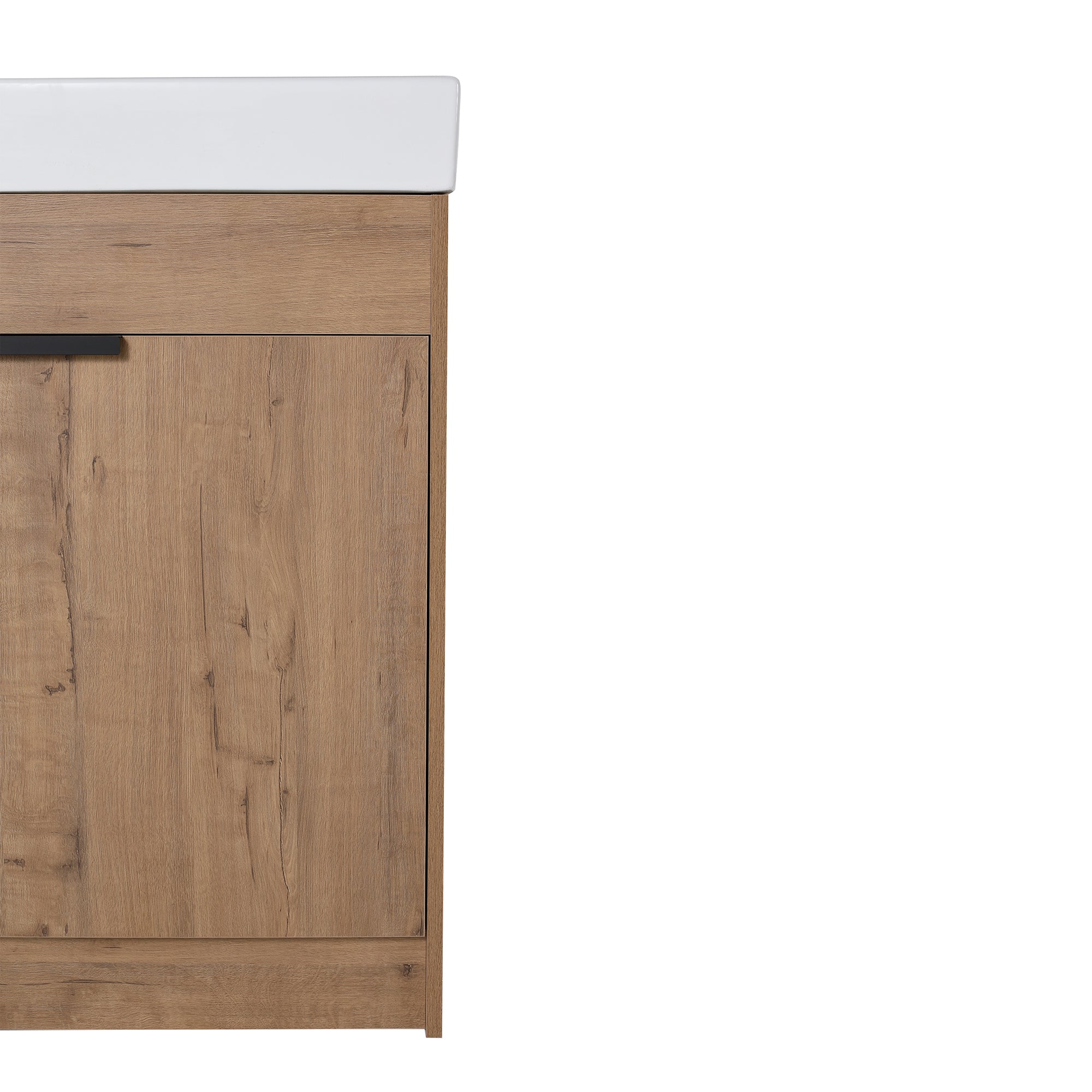 18 inch Plywood Freestanding Bathroom Vanity Set with Adjustable Shelf and Integrated Ceramic Sink