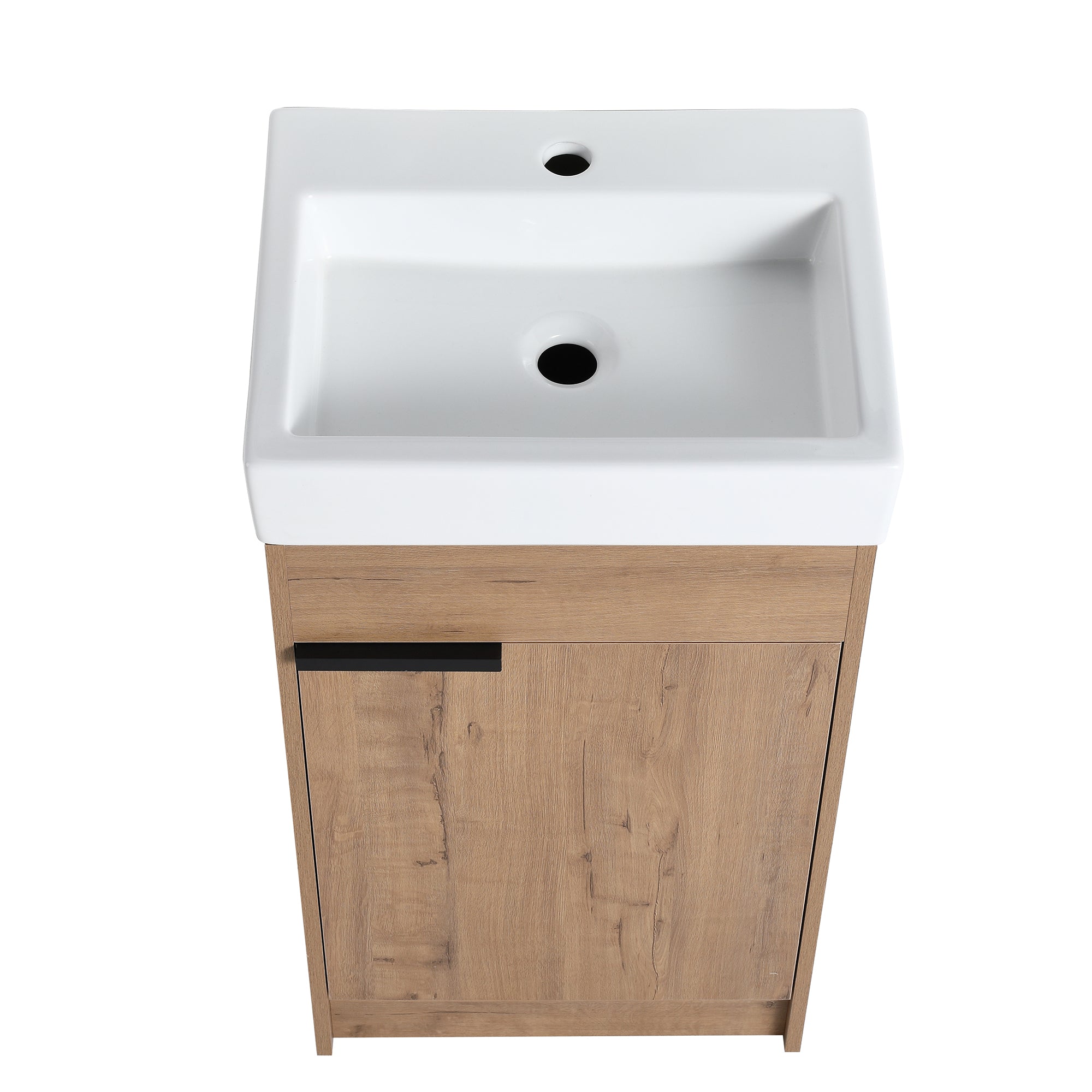 18 inch Plywood Freestanding Bathroom Vanity Set with Adjustable Shelf and Integrated Ceramic Sink