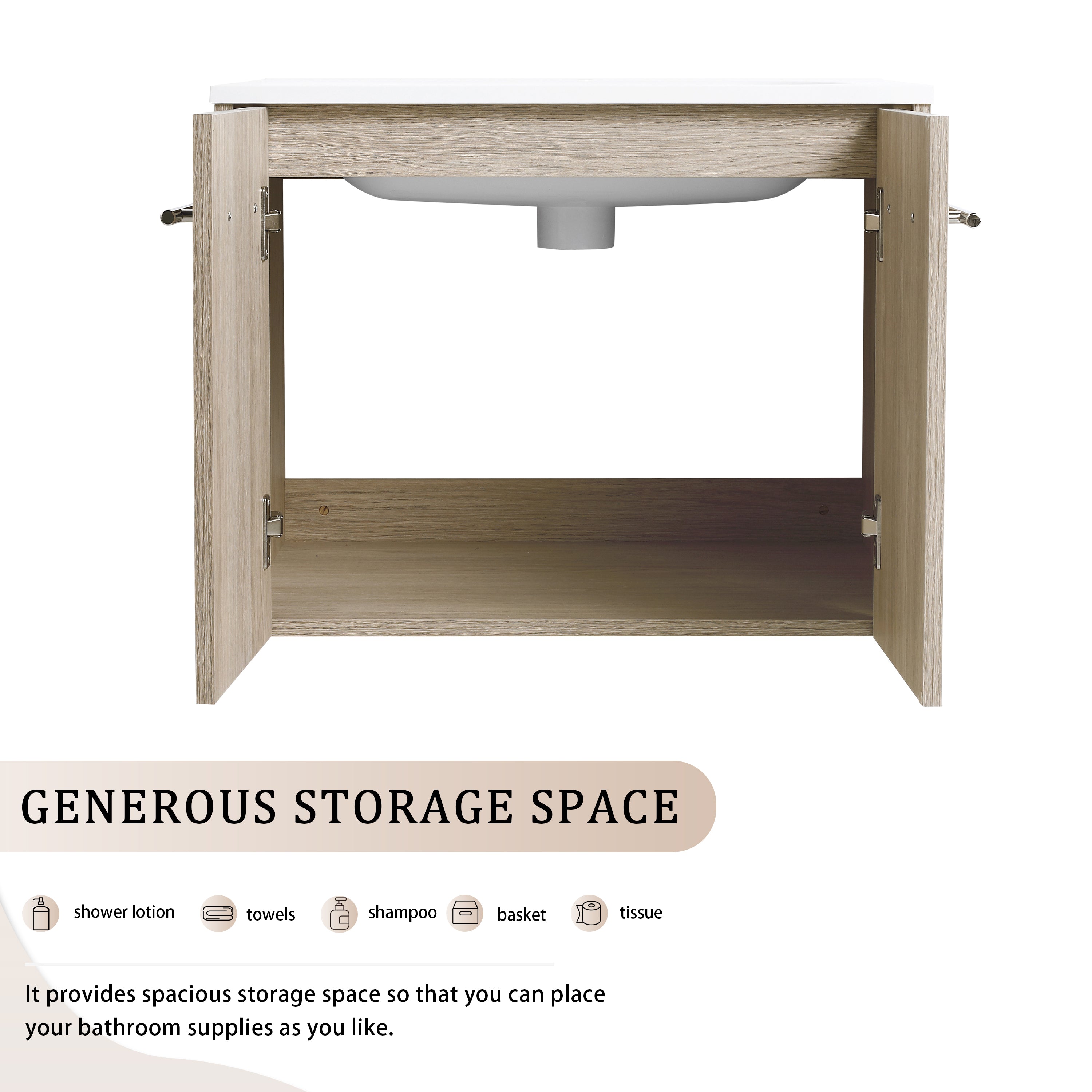 24 Inch Wall Mounted Bathroom Vanity(KD-Packing)-BVC04724WEO