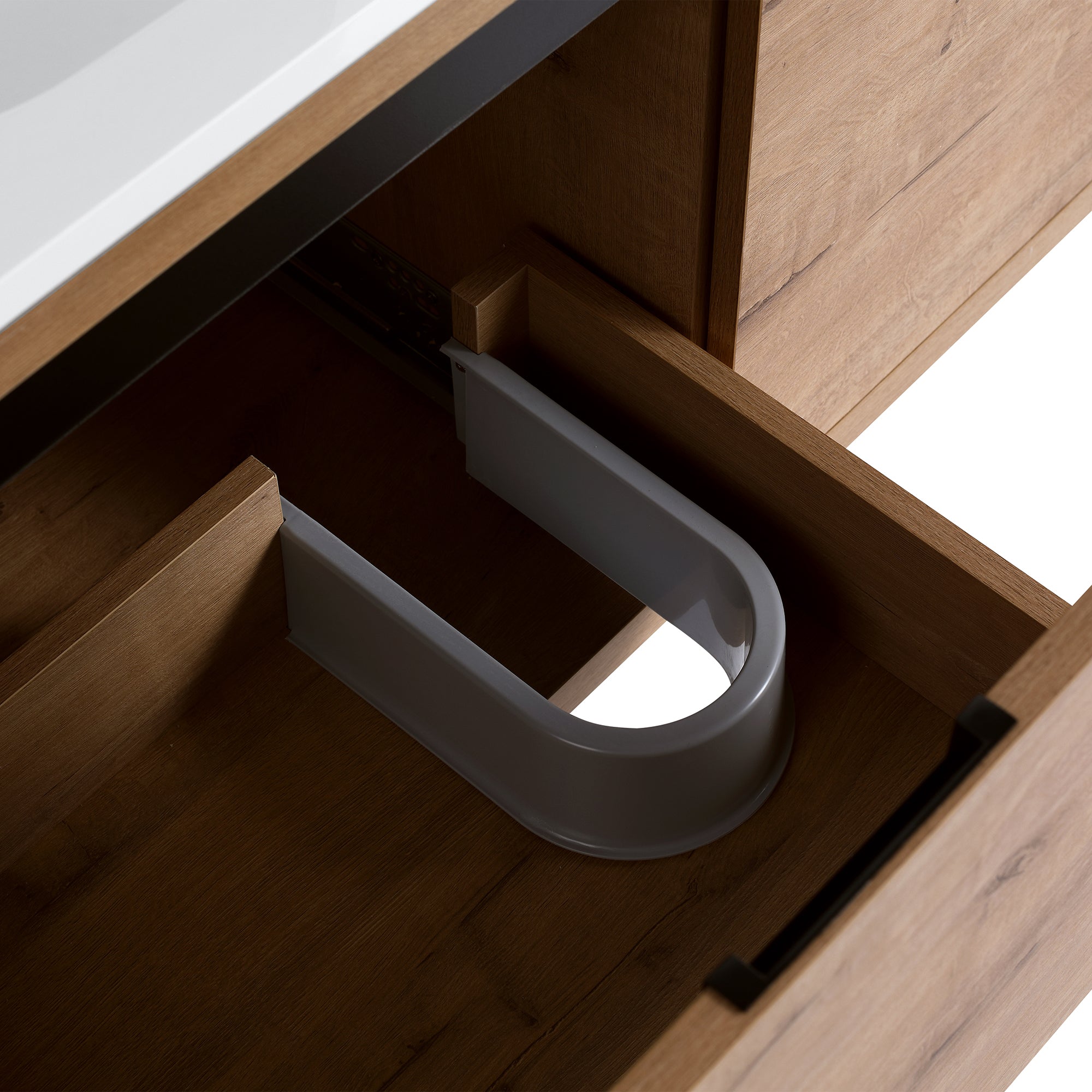 36 Inch Plywood Wall Mounted Bathroom Vanity Set with Integrated Drop-Shaped Resin Sink