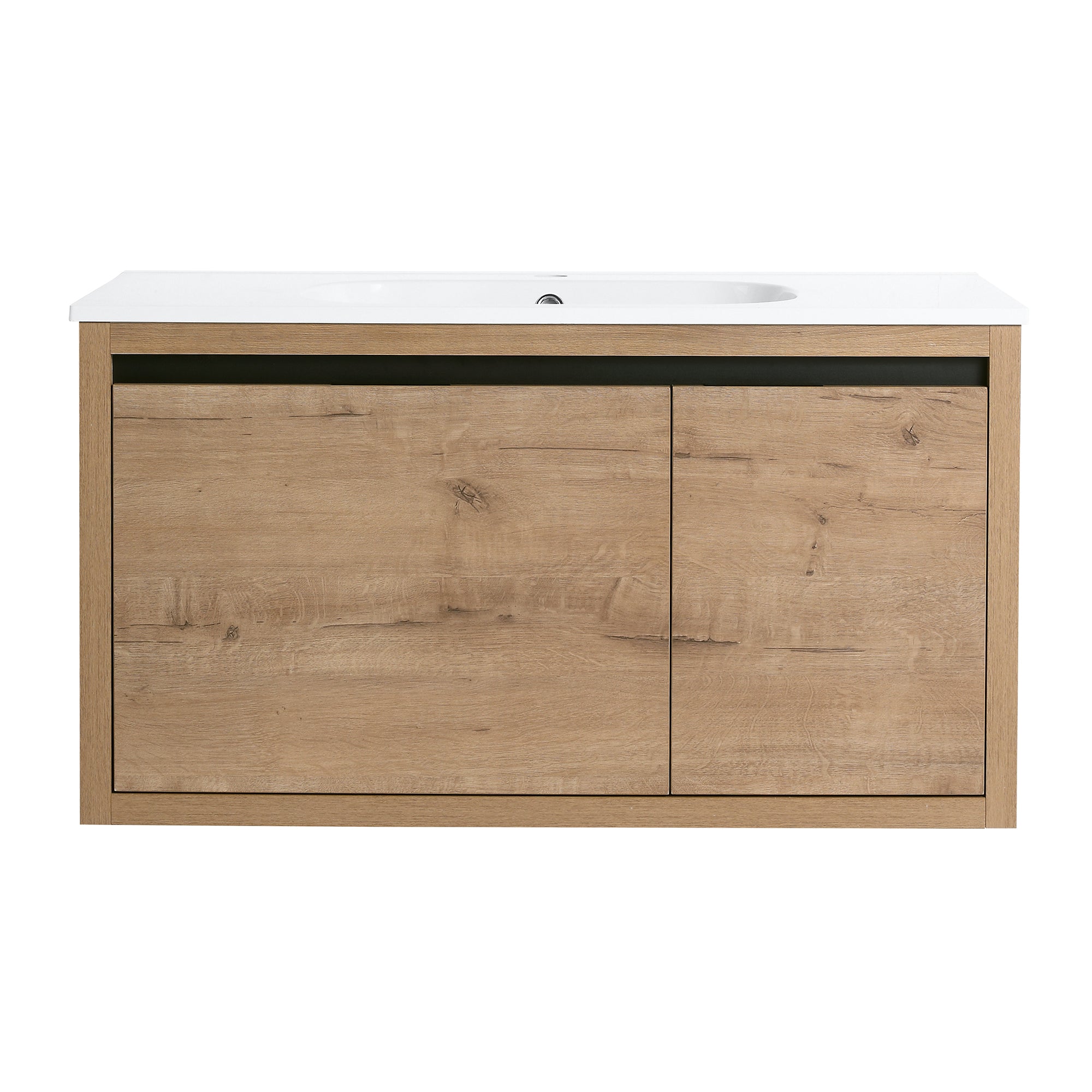 36 Inch Plywood Wall Mounted Bathroom Vanity Set with Integrated Drop-Shaped Resin Sink