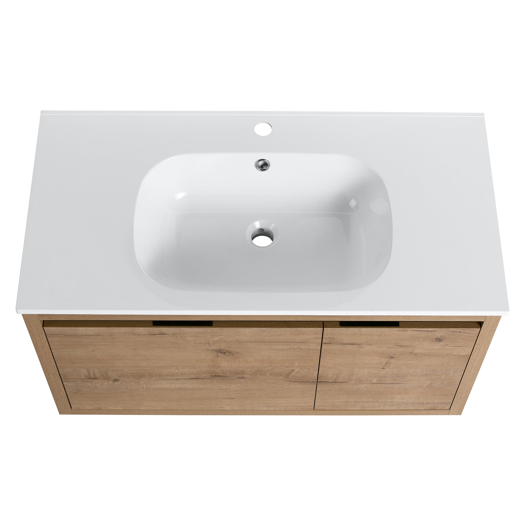 36 Inch Plywood Wall Mounted Bathroom Vanity Set with Integrated Drop-Shaped Resin Sink