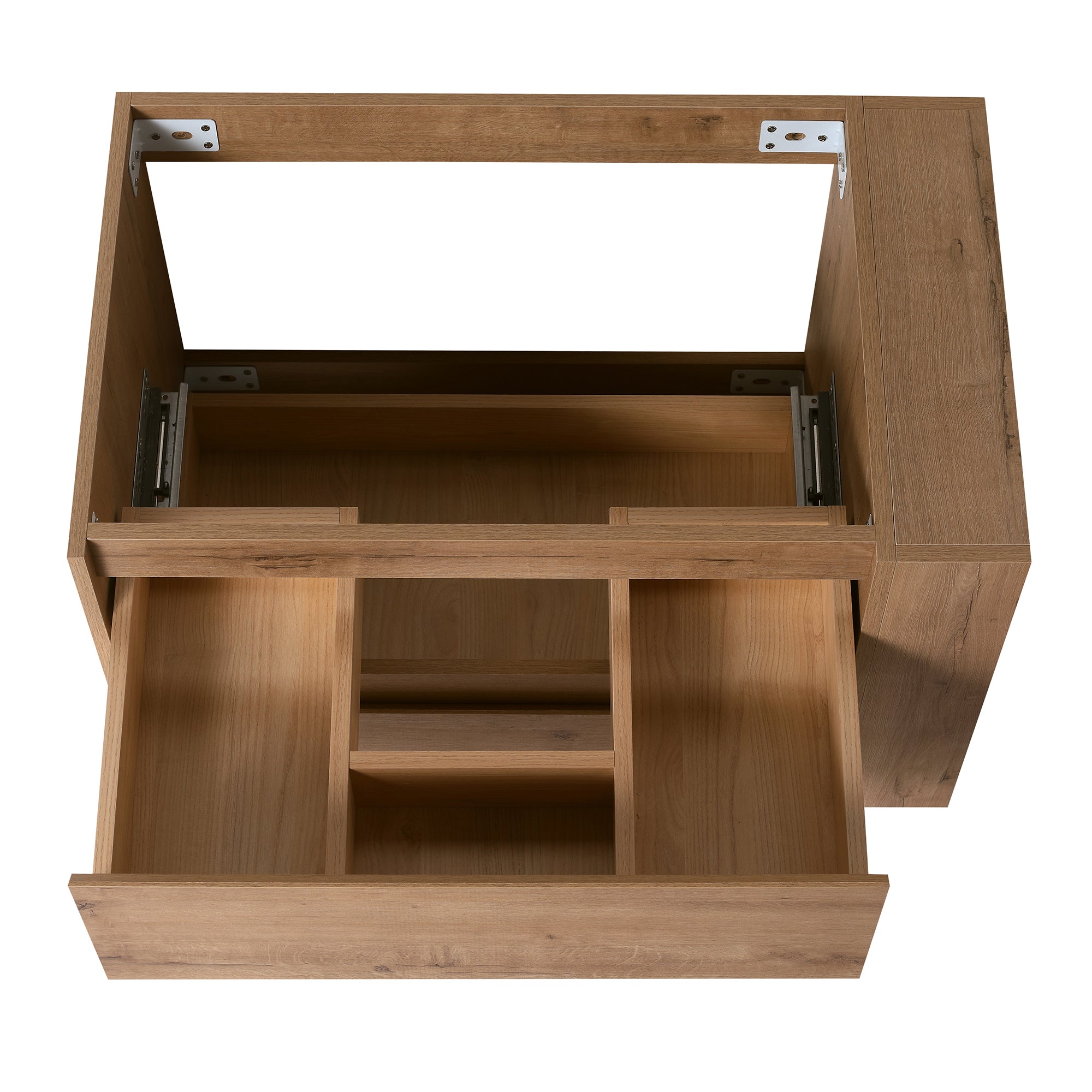 30 Inch Wall Mounted Plywood Bathroom Vanity Set with Integrated Resin Basin and Drawer
