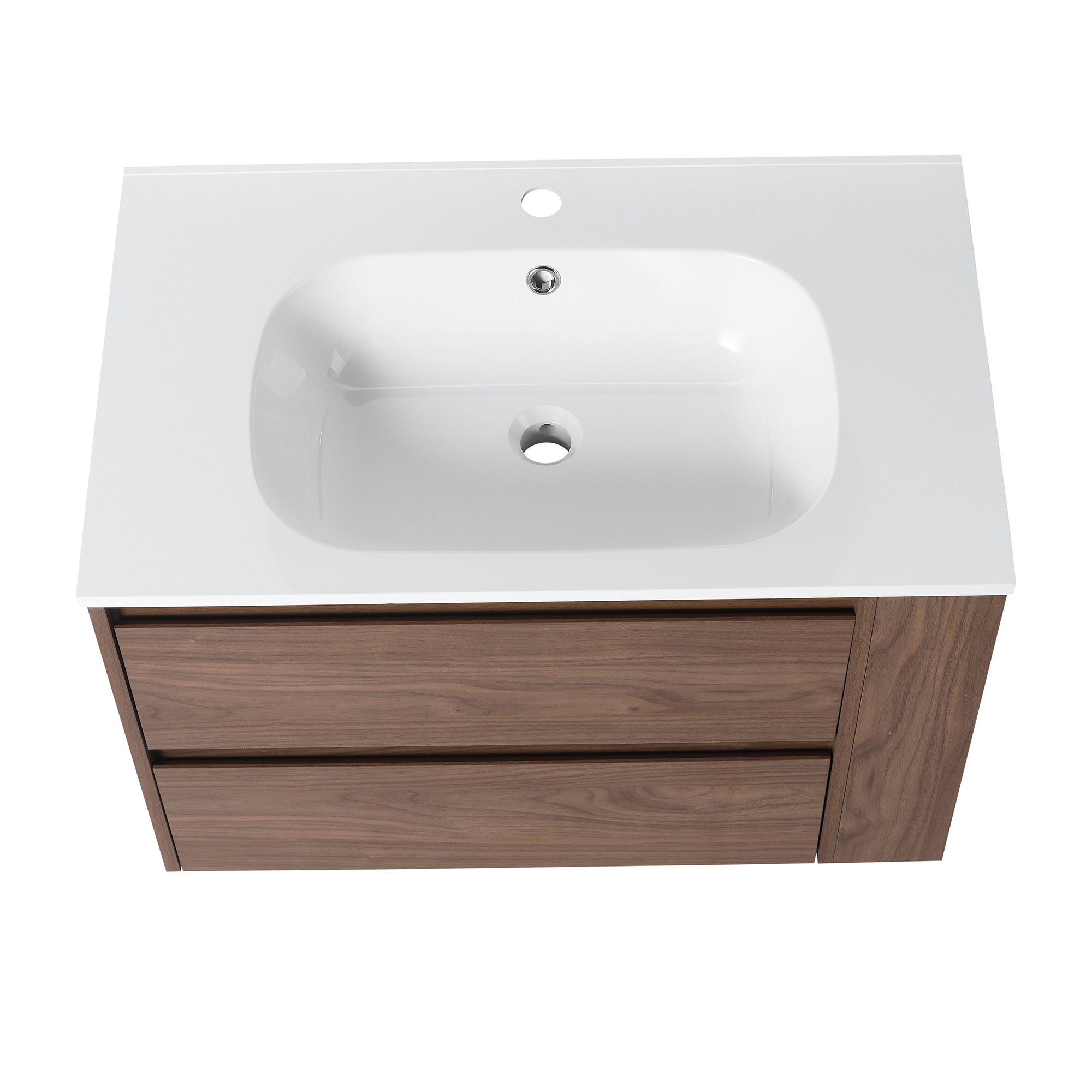 30 Inch Wall Mounted Plywood Bathroom Vanity Set with Integrated Resin Basin and Drawer