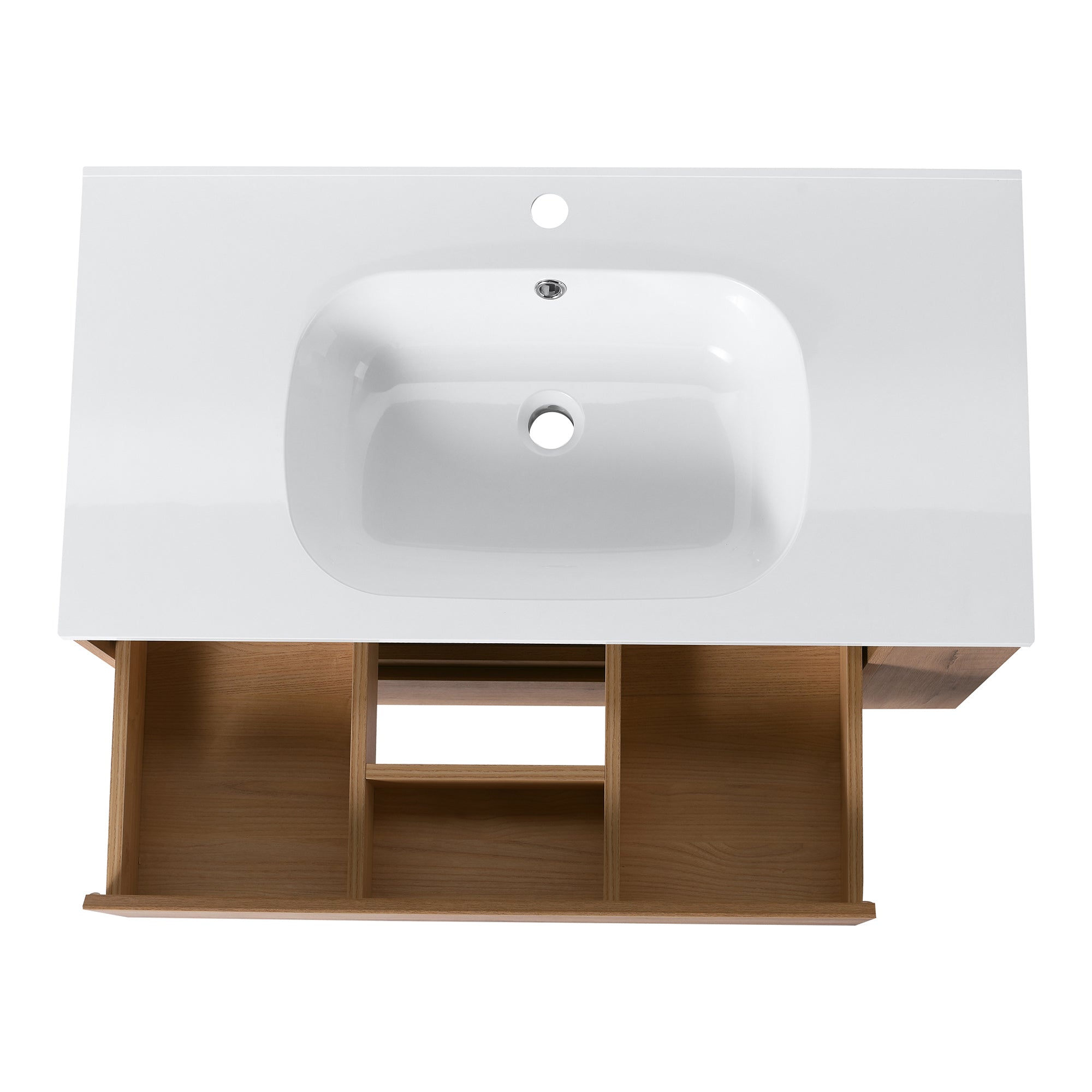36 Inch Plywood Wall Mounted Bathroom Vanity Set with Integrated Gel Basin